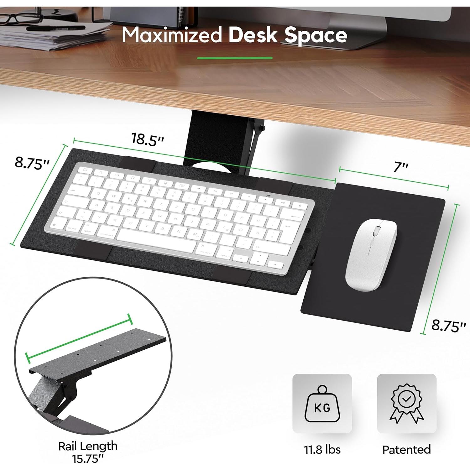 Bandeja de Teclado Ergonómica Uncaged KT1 Ajustable 360°