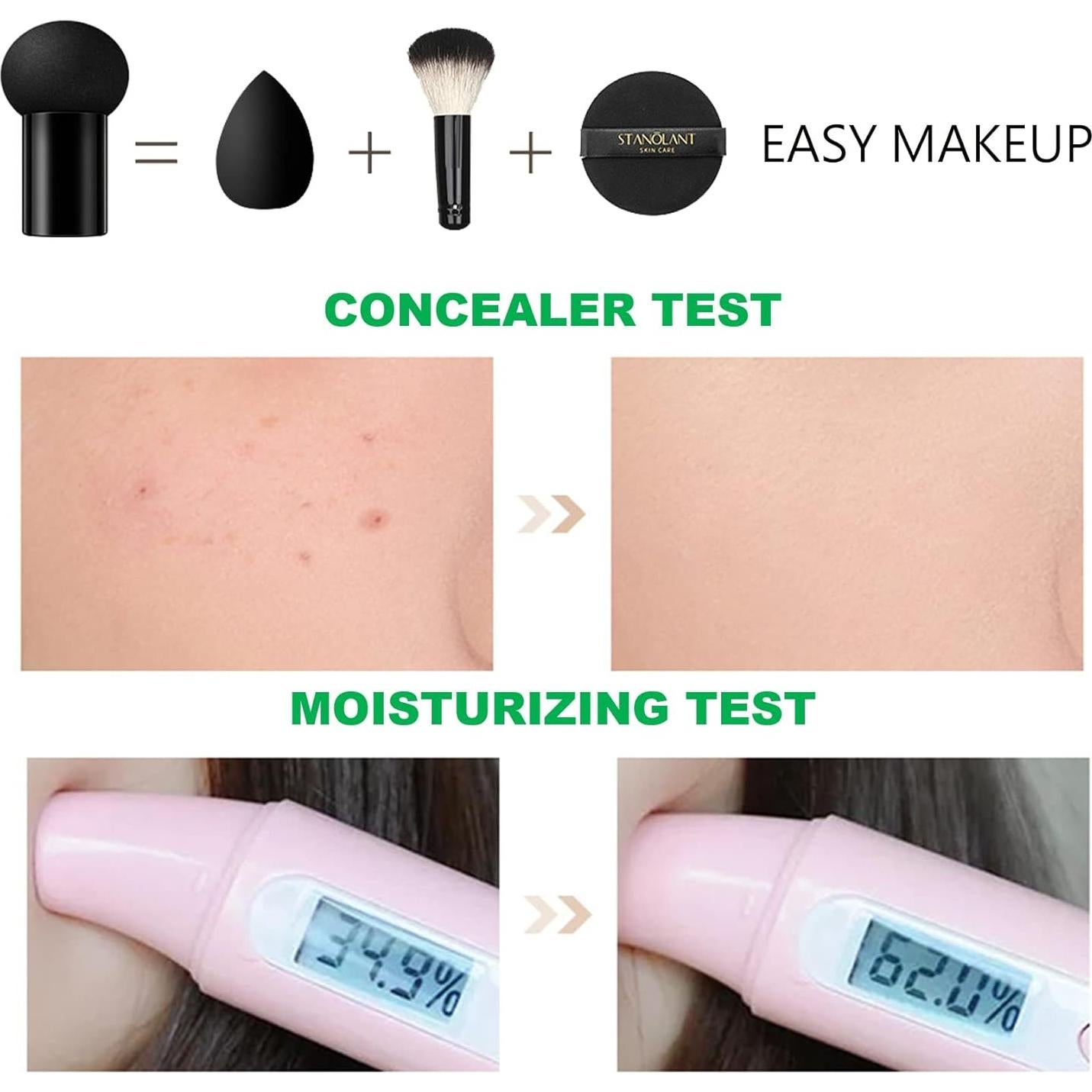 Crema CC Hidratante QIUFSSE 2PCS con Esponja Hongo Natural