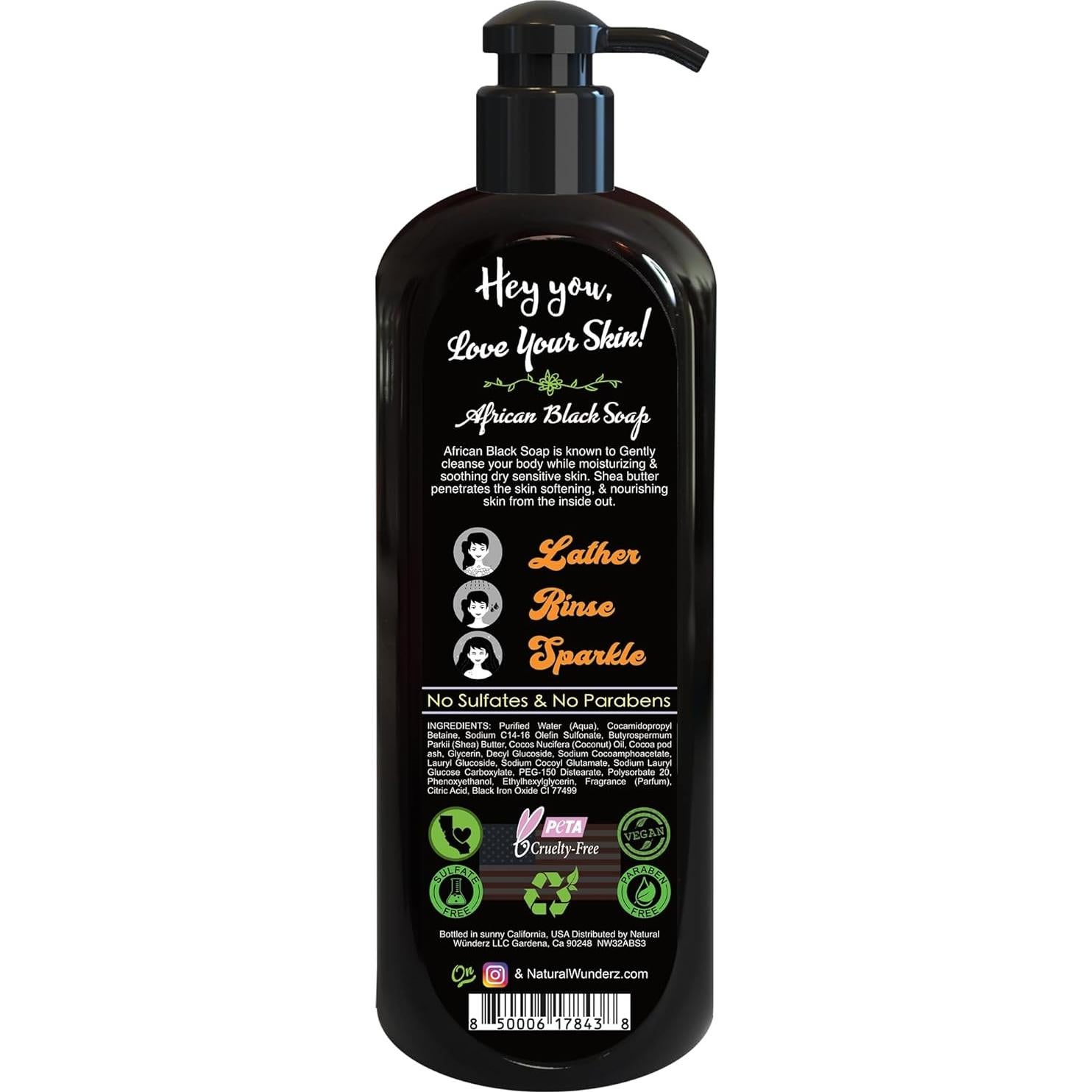 Gel de Ducha Natural Wunderz Jabón Negro Africano 946 ml