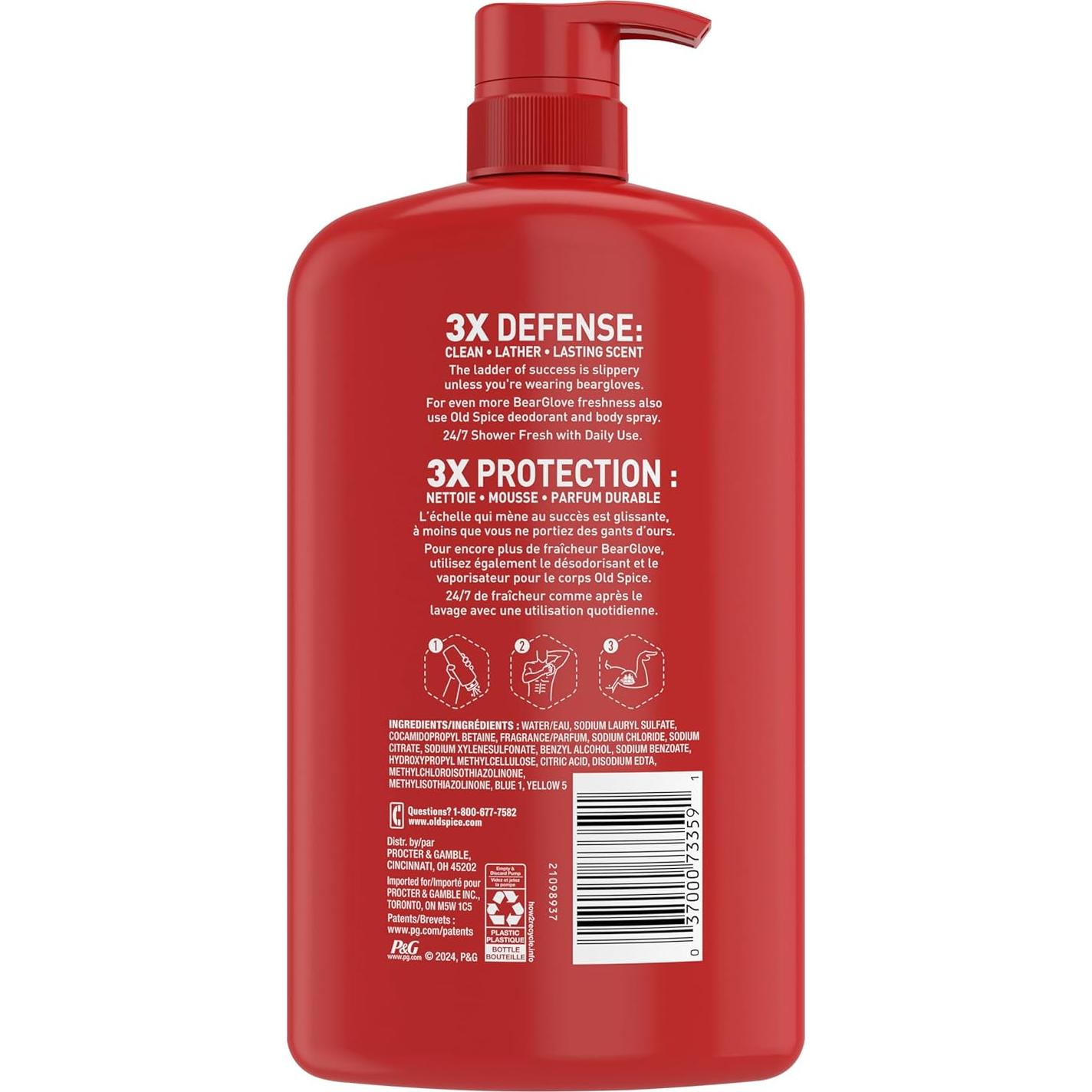 Gel de Ducha Old Spice Bearglove 2-en-1 4x33.4oz Aroma Duradero