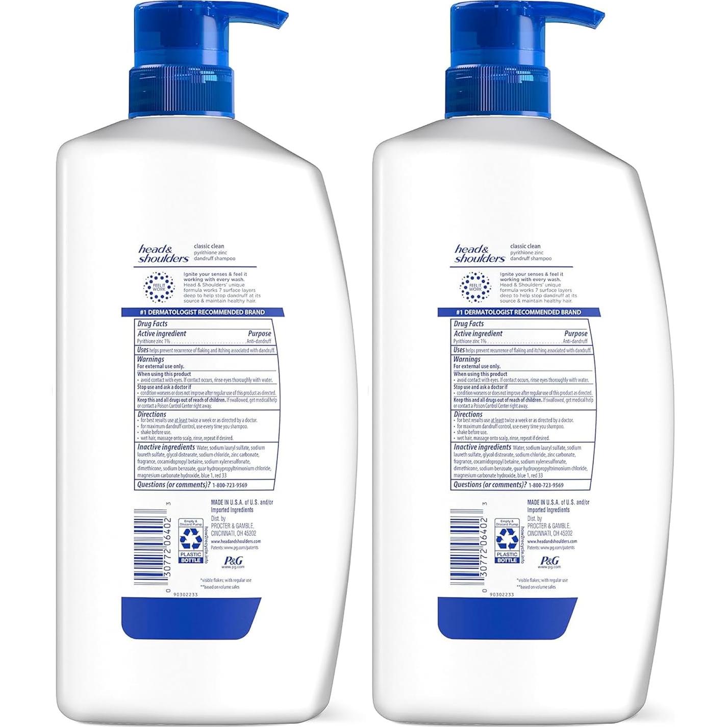 Champú Anticaspa Head & Shoulders Classic Clean 2x32.1 Oz