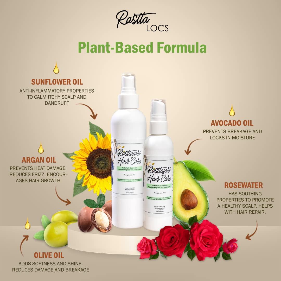 Spray Acondicionador Hidratante Rastta Locs 118 ml - Agua de Rosas y Menta