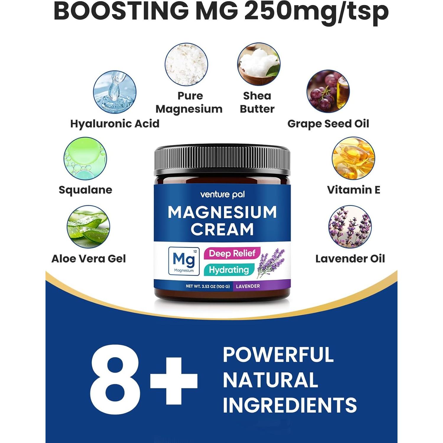 Crema Tópica de Magnesio Venture Pal 118 ml - Relajación Muscular