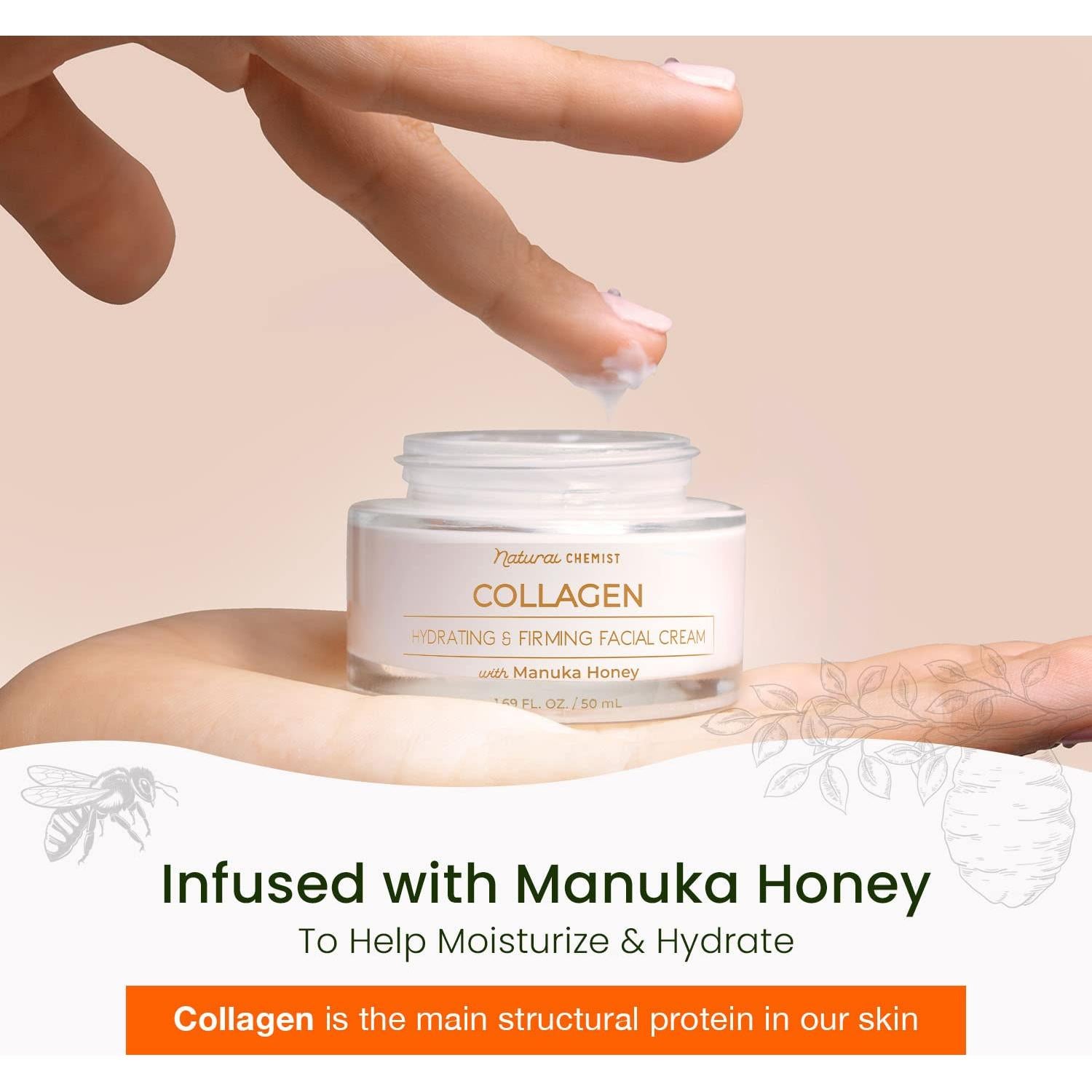 Crema Hidratante Facial Klar & Co 50ml Colágeno Miel Manuka