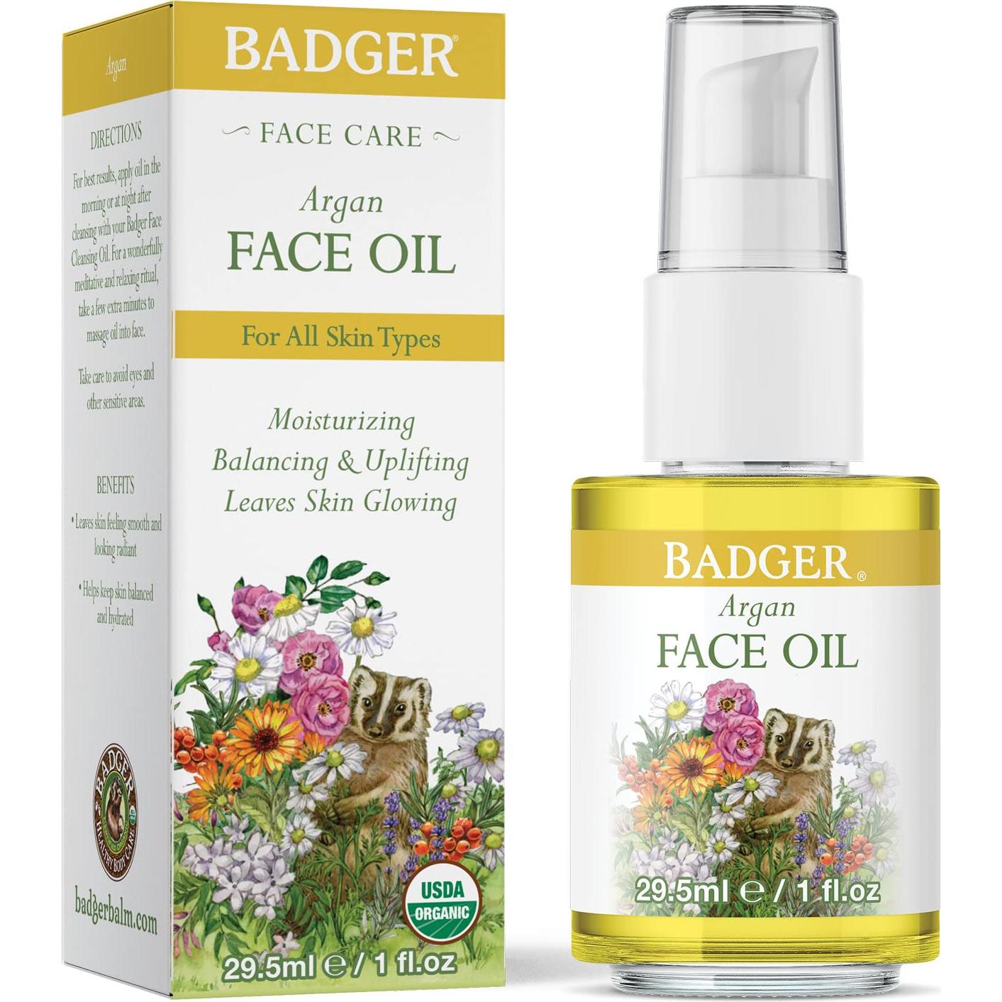 Aceite Facial Orgánico Badger de Argán 29.57 ml Hidratante
