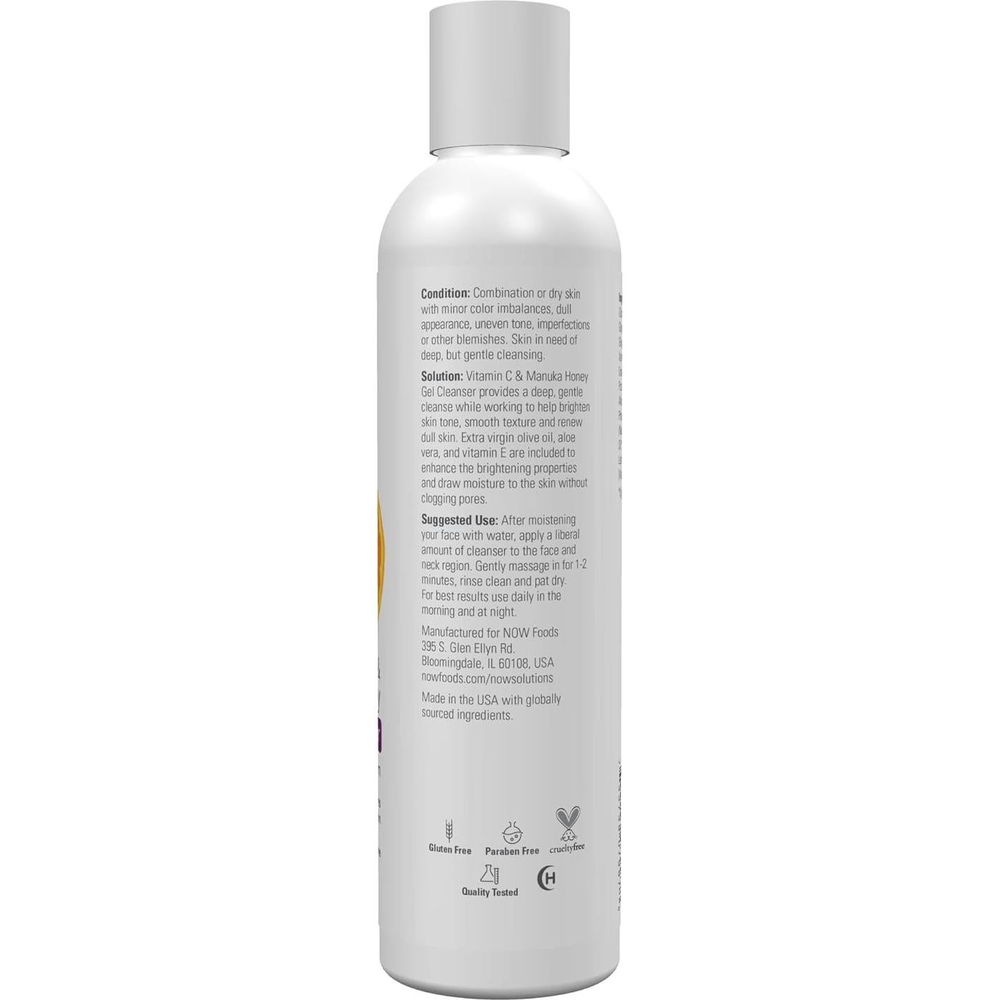 Gel Limpiador de Vitamina C y Miel de Manuka NOW Foods 236 ml