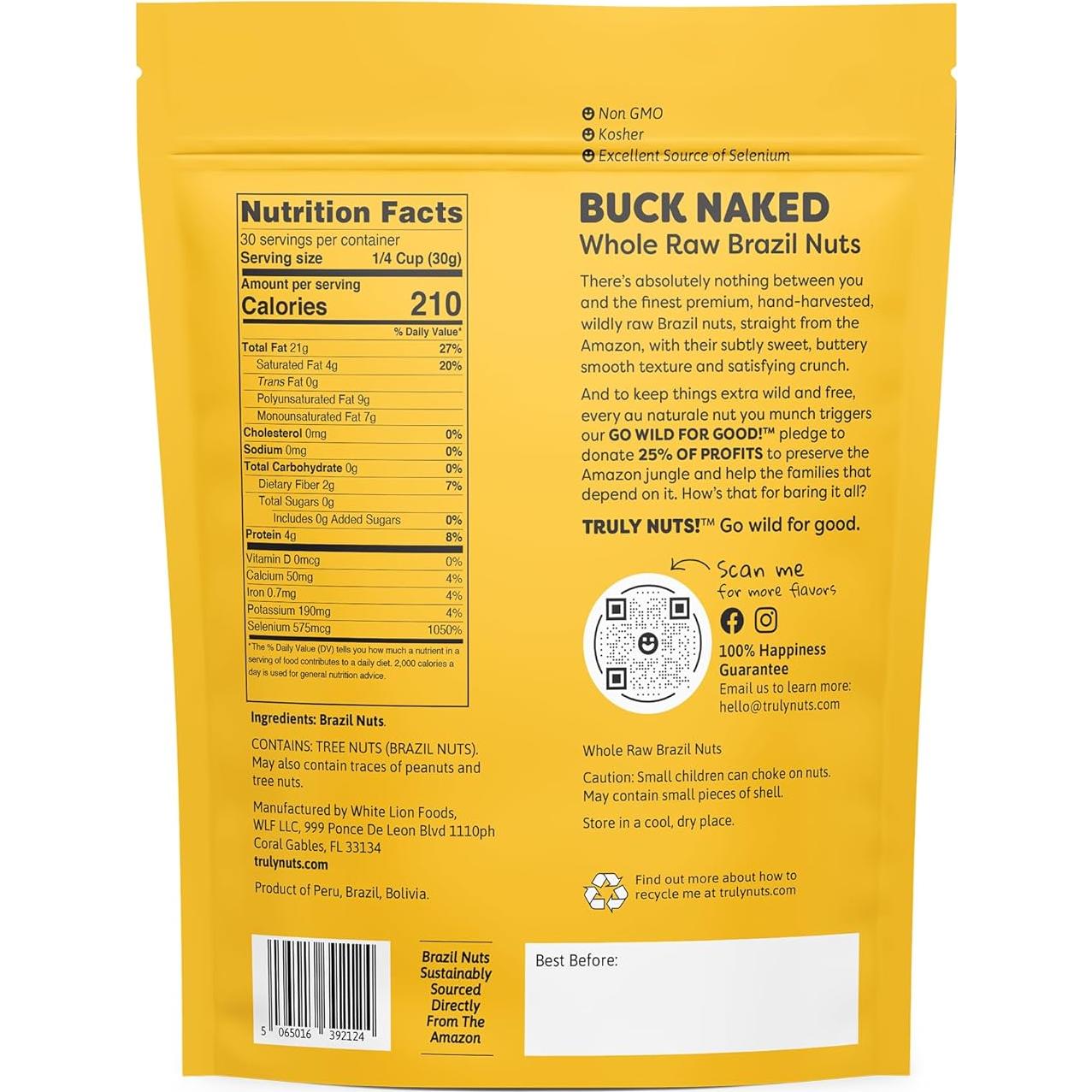 Nueces de Brasil Crudas Truly Nuts! 0.91kg Sin Sal y Sin Gluten