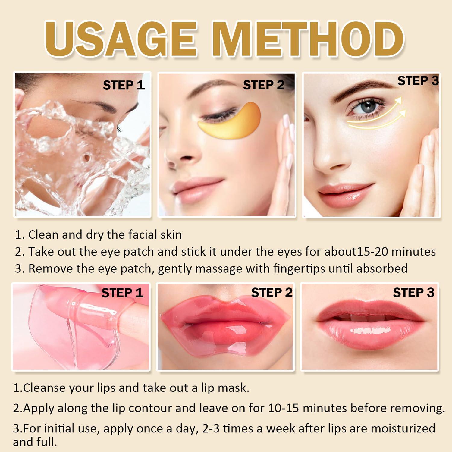 30 Piezas Mascarillas Hidratantes Labios y Ojos Lingyun