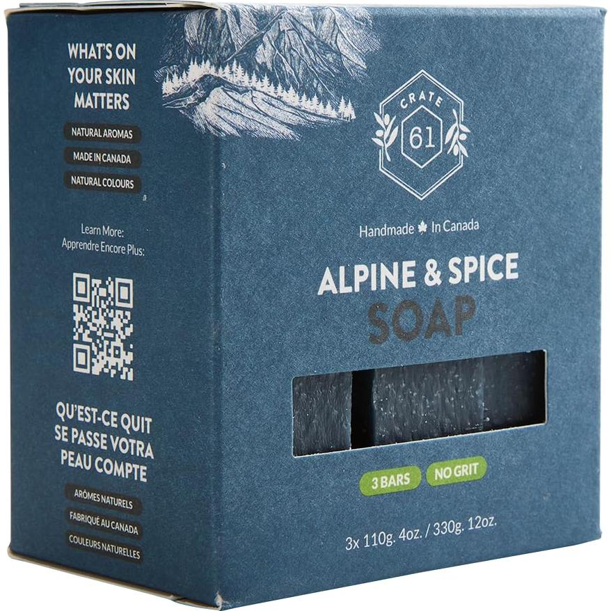Jabón Natural en Barra Crate 61 - Alpino y Especias - 3 Unidades