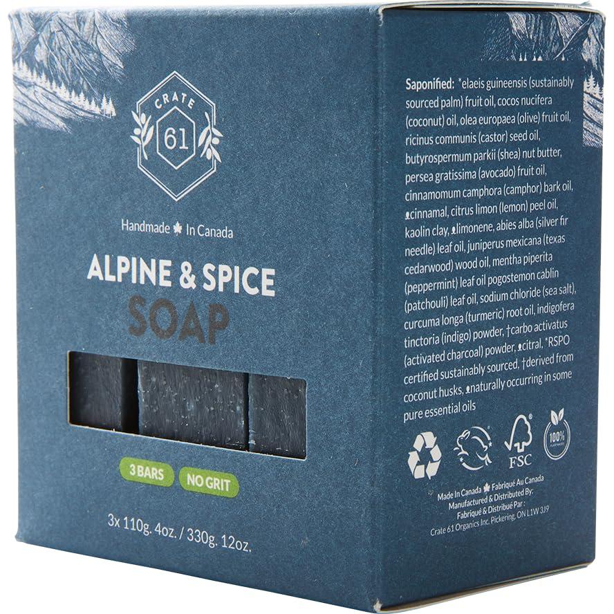 Jabón Natural en Barra Crate 61 - Alpino y Especias - 3 Unidades