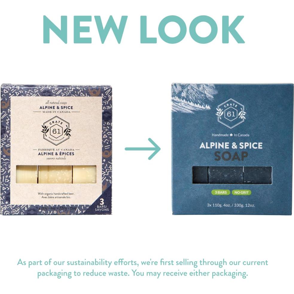 Jabón Natural en Barra Crate 61 - Alpino y Especias - 3 Unidades