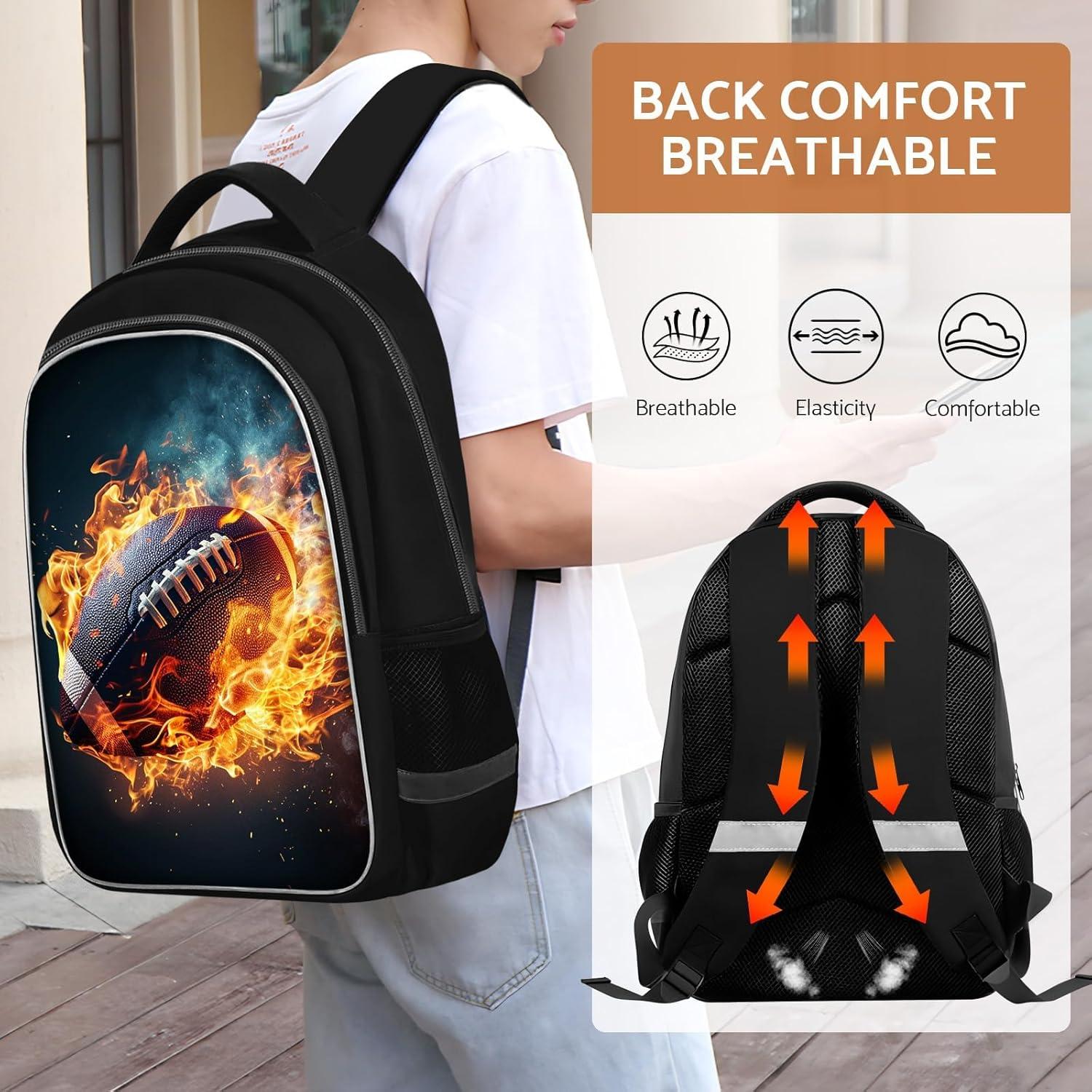 Mochila Escolar Niños Fútbol Americano 43.9x30x14 cm