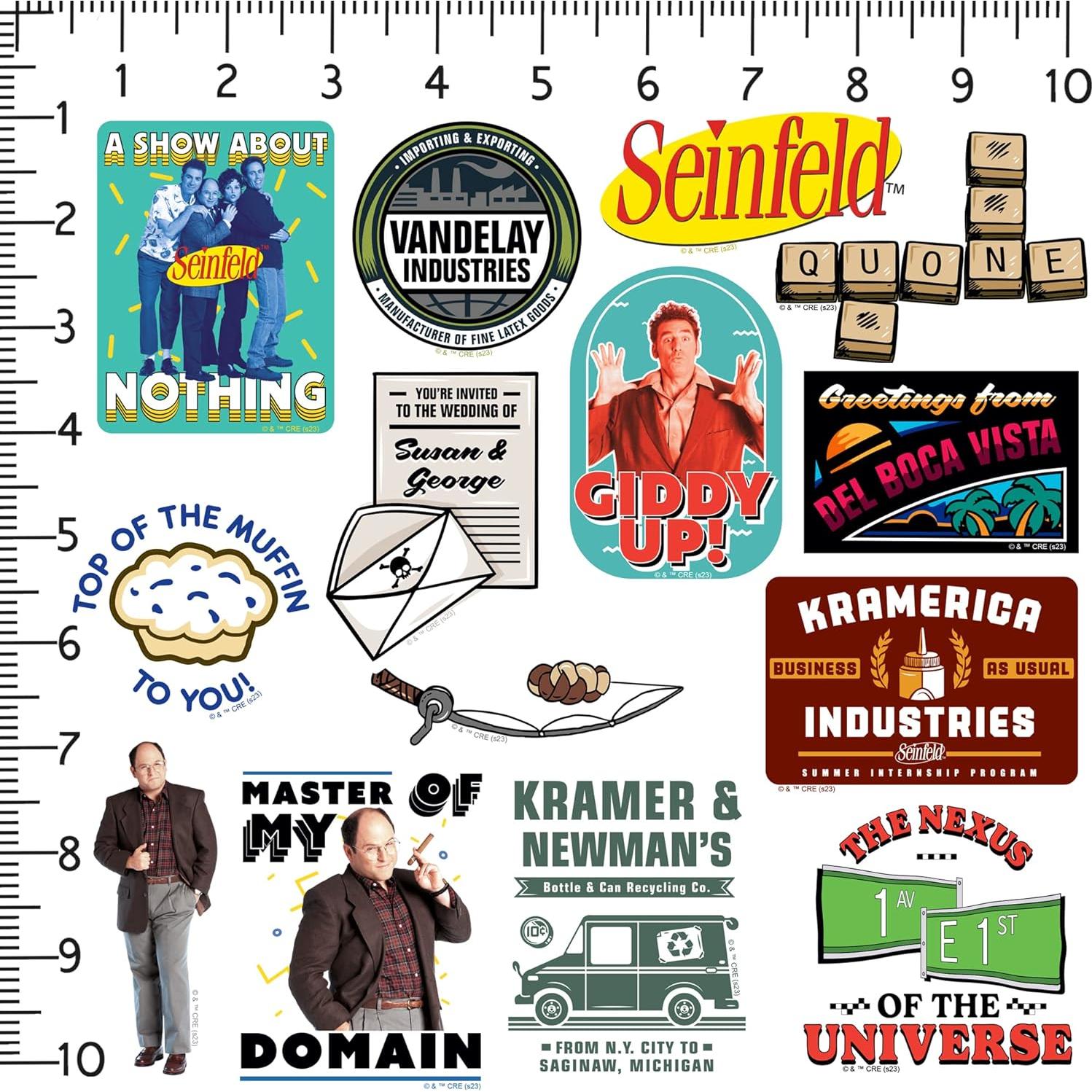 Set de 50 Stickers Deluxe de Vinilo Seinfeld - Resistente y Colorido