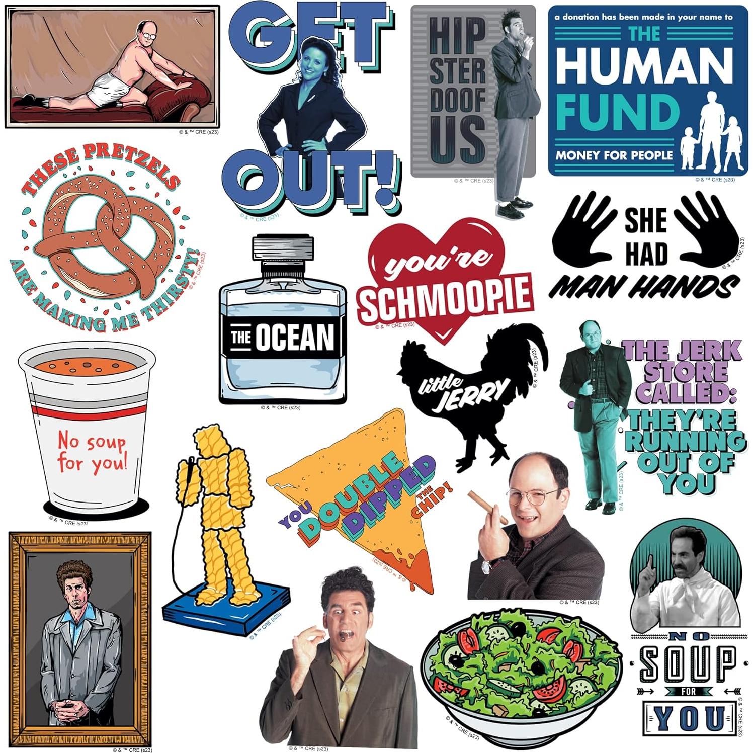 Set de 50 Stickers Deluxe de Vinilo Seinfeld - Resistente y Colorido