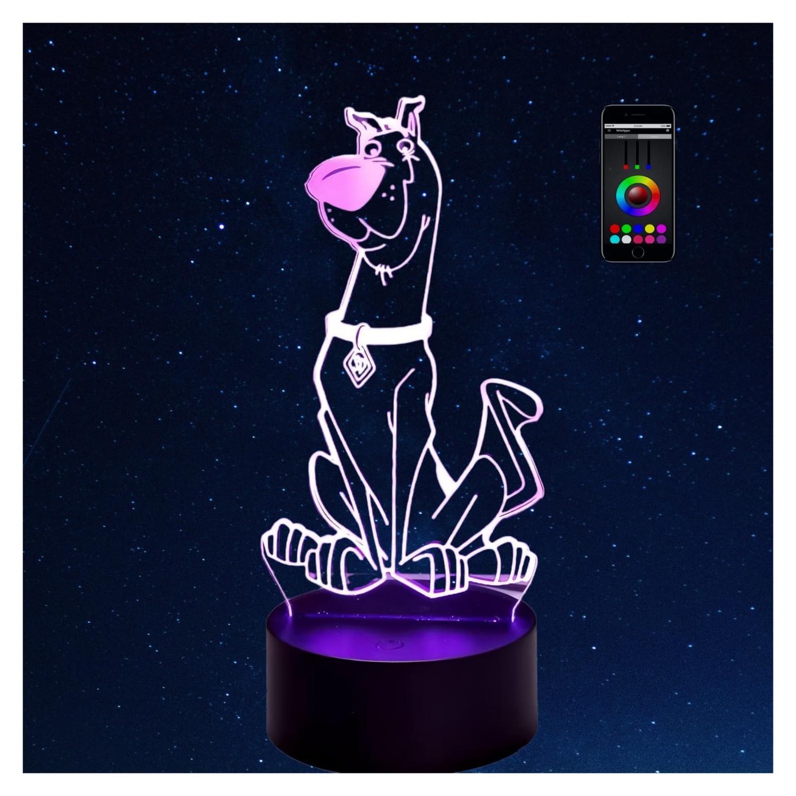 Lámpara Nocturna 3D Perro Cartoon Olwekqx Control APP 7 Colores