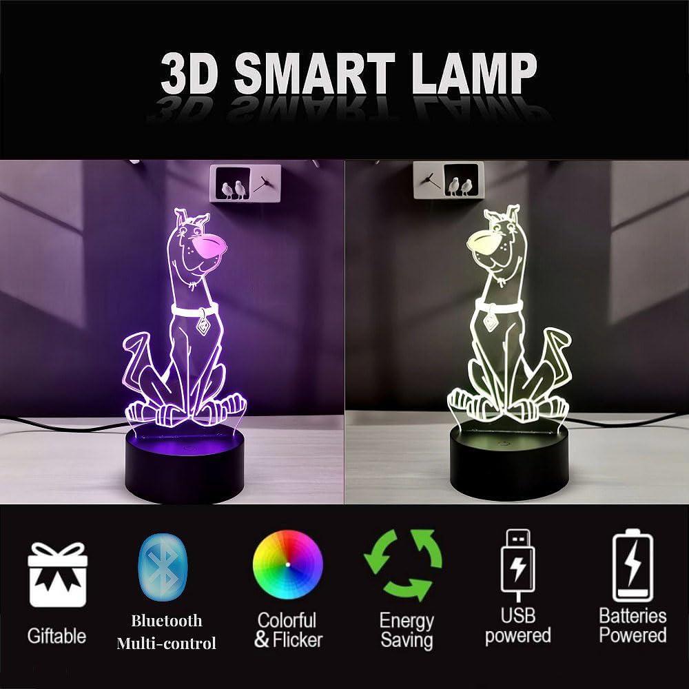 Lámpara Nocturna 3D Perro Cartoon Olwekqx Control APP 7 Colores