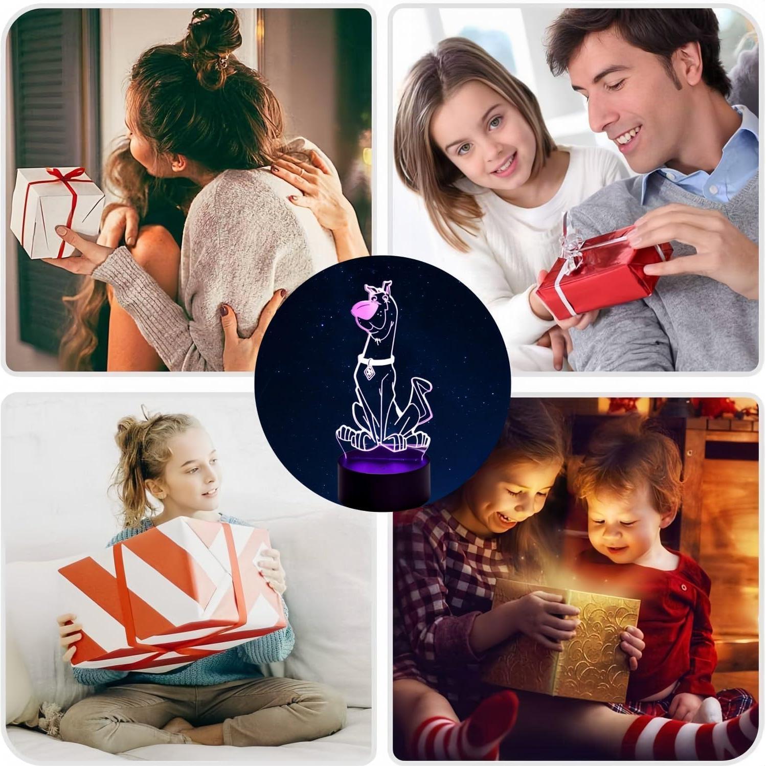 Lámpara Nocturna 3D Perro Cartoon Olwekqx Control APP 7 Colores