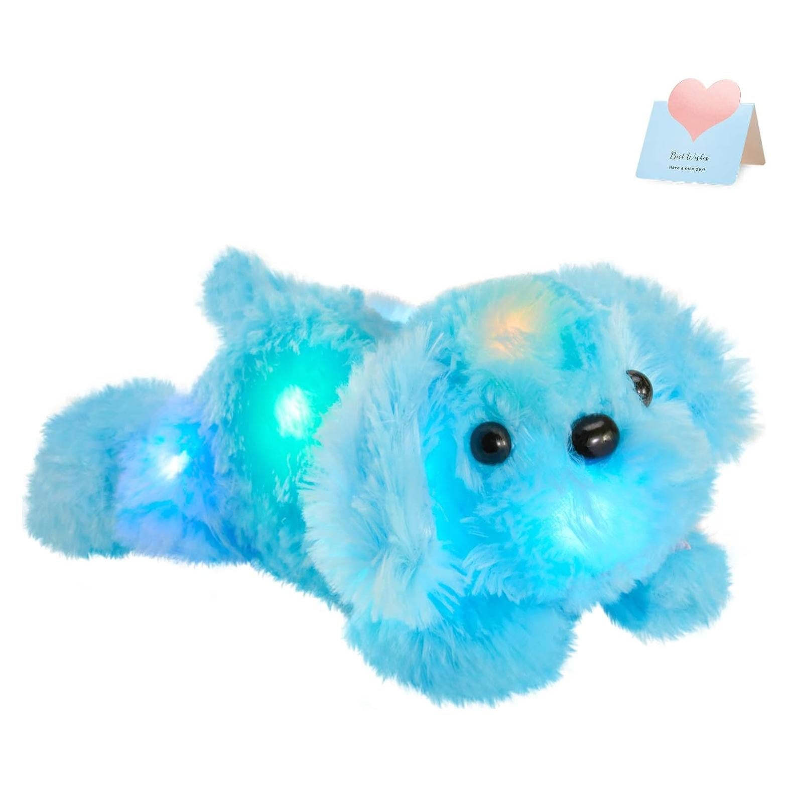 Perro de Peluche LED WEWILL 25.4 cm Azul Luz Nocturna