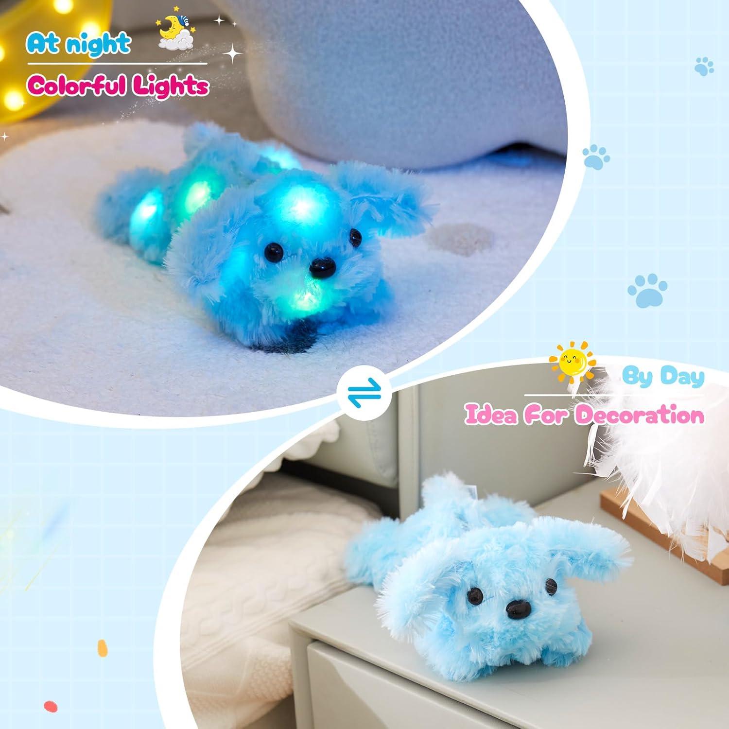 Perro de Peluche LED WEWILL 25.4 cm Azul Luz Nocturna
