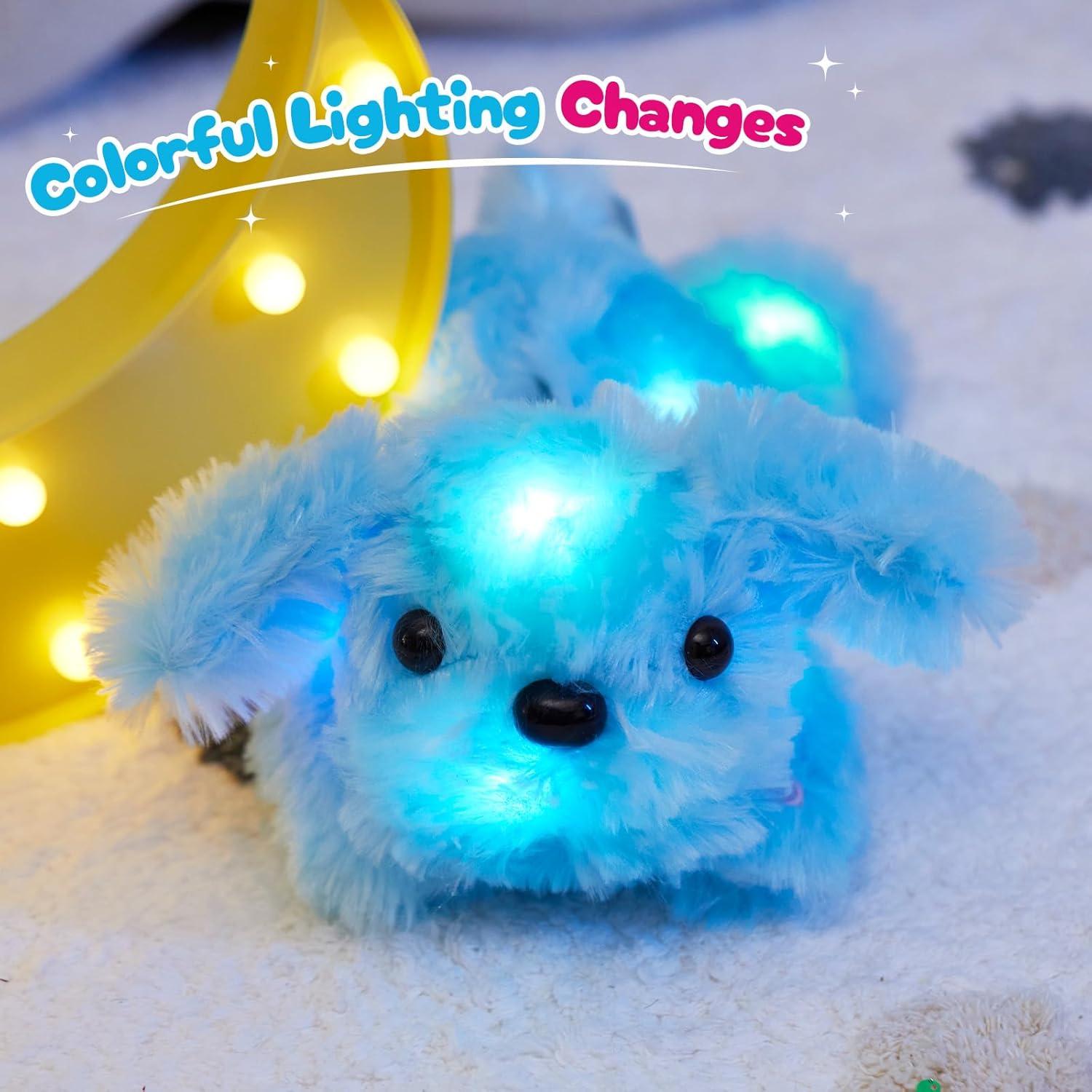 Perro de Peluche LED WEWILL 25.4 cm Azul Luz Nocturna