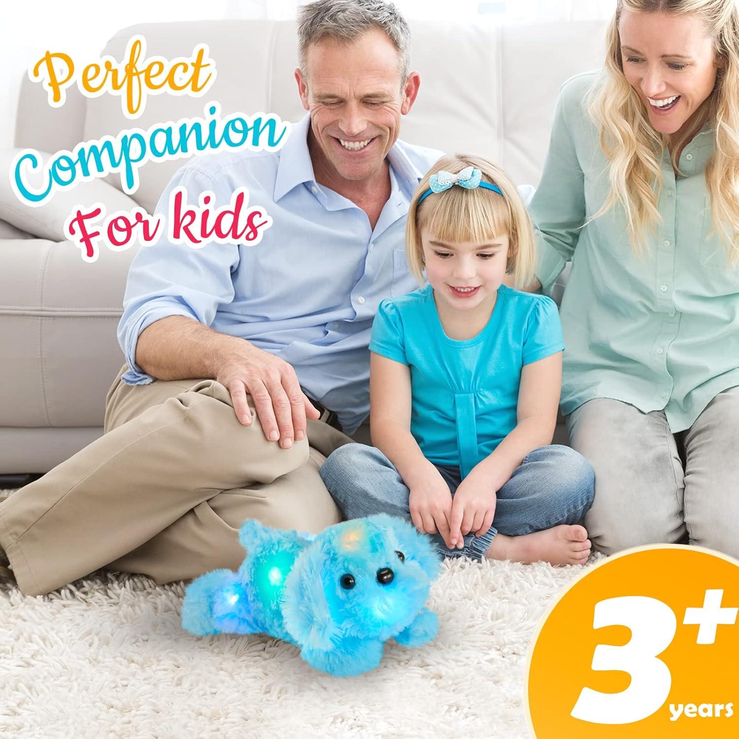 Perro de Peluche LED WEWILL 25.4 cm Azul Luz Nocturna