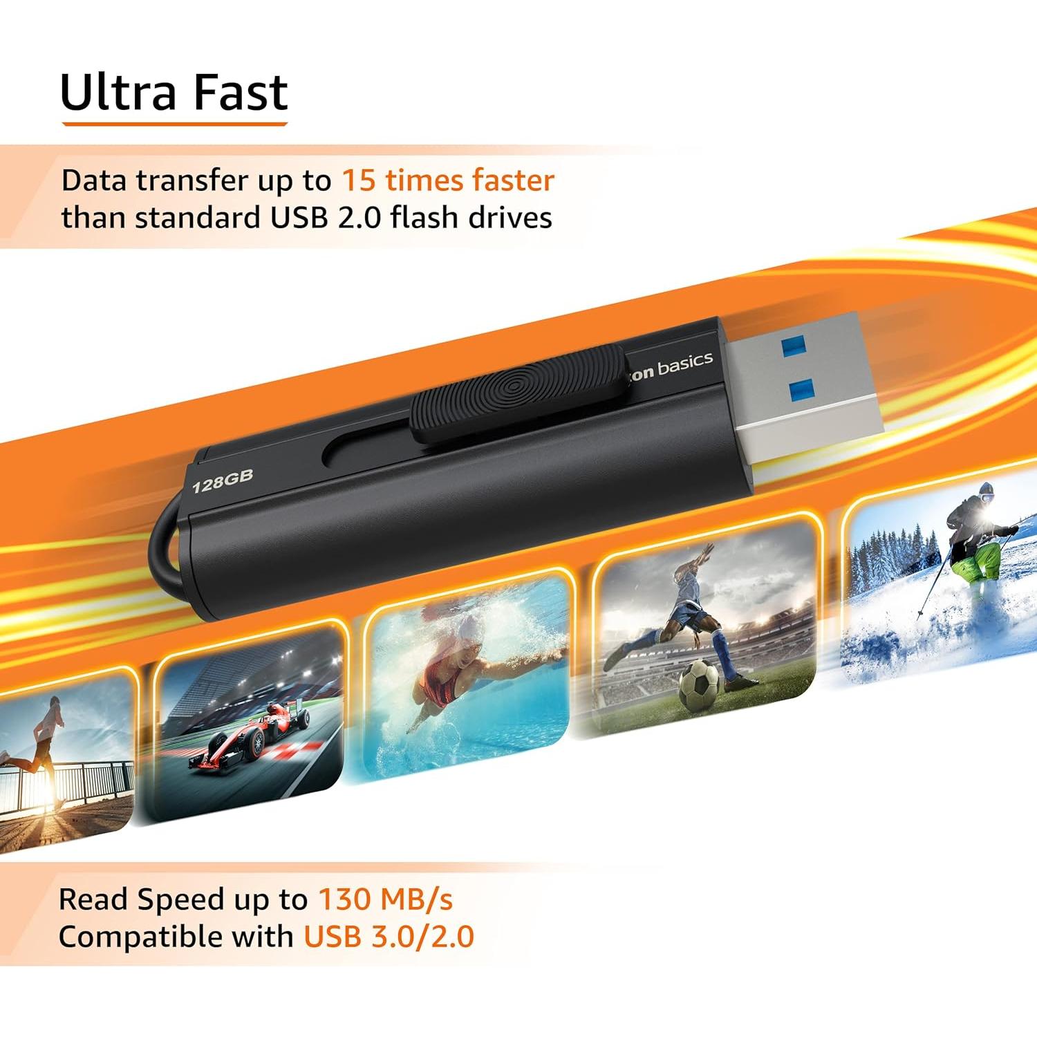 Unidad Flash USB 3.1 Amazon Basics 128 GB Negra