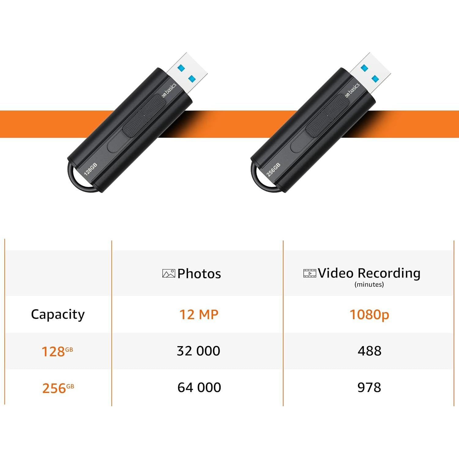 Unidad Flash USB 3.1 Amazon Basics 128 GB Negra