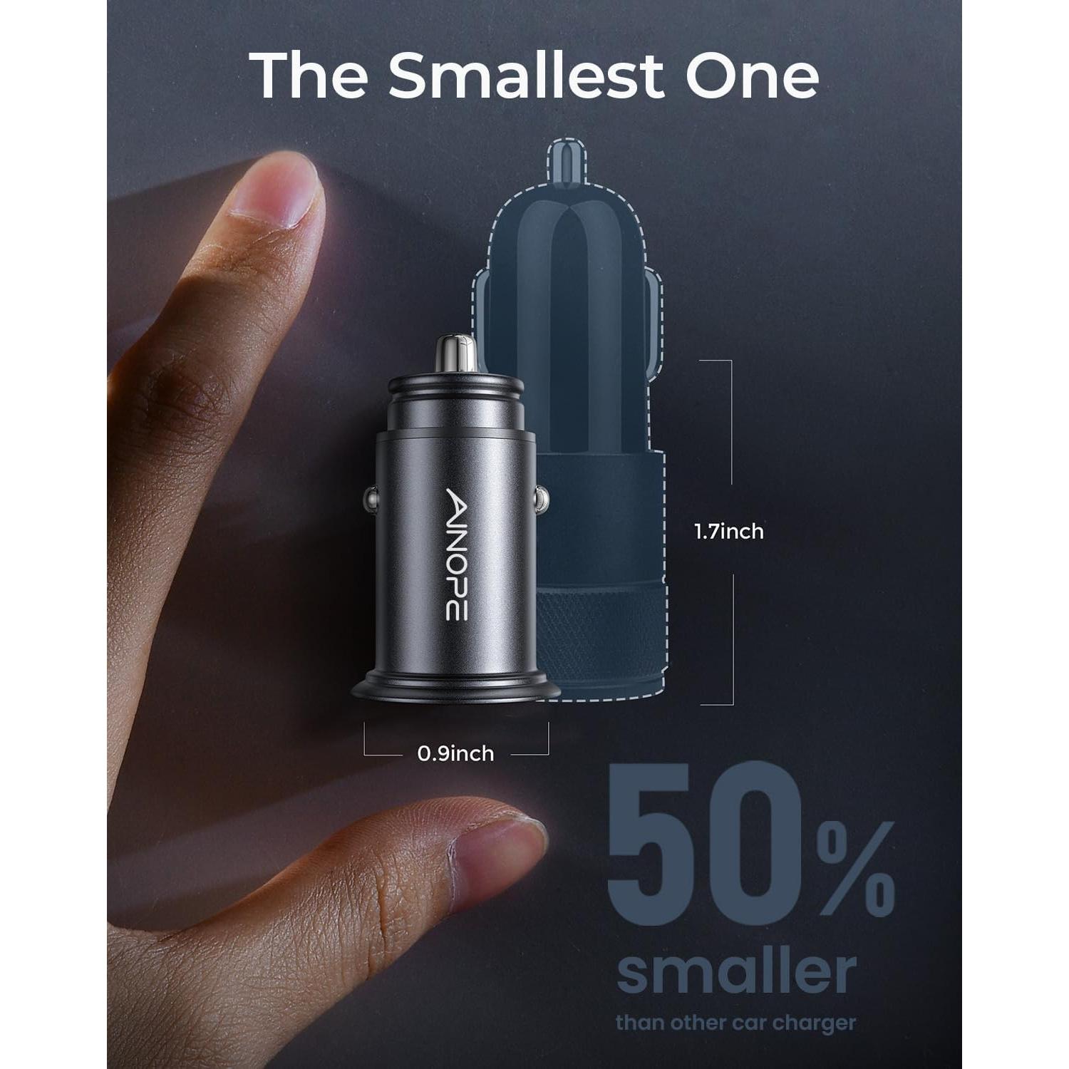 Cargador de Coche AINOPE USB Doble 4.8A Metal Negro