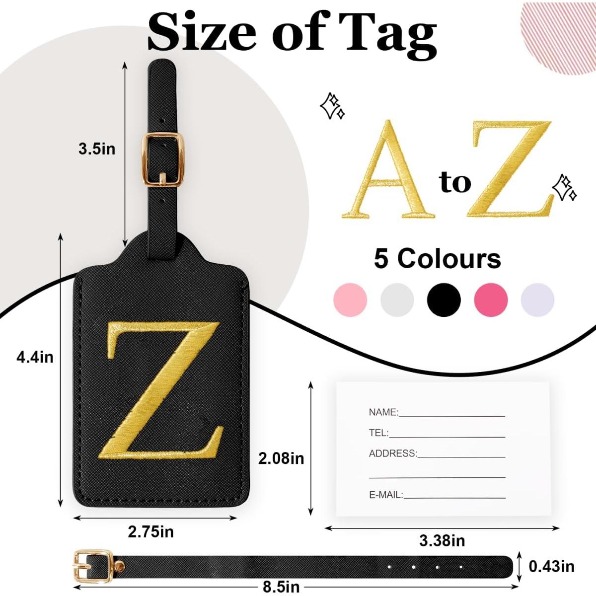 Etiquetas de Equipaje Personalizadas XSUIOY - Cuero Negro con Inicial Z