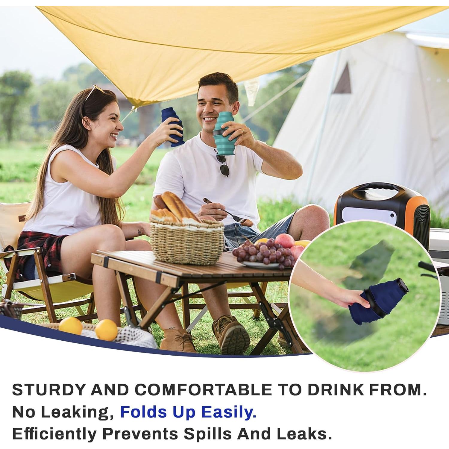 Botella de Agua Plegable Popdigito 600ml Silicona a Prueba de Fugas