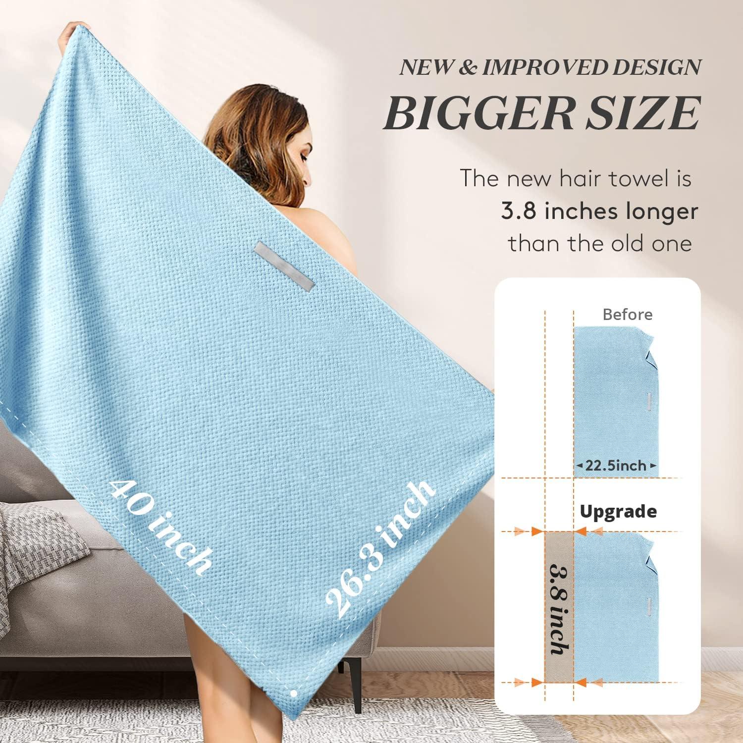 Toalla de Cabello Grande YFONG Microfibra Azul 101.6x66.8cm