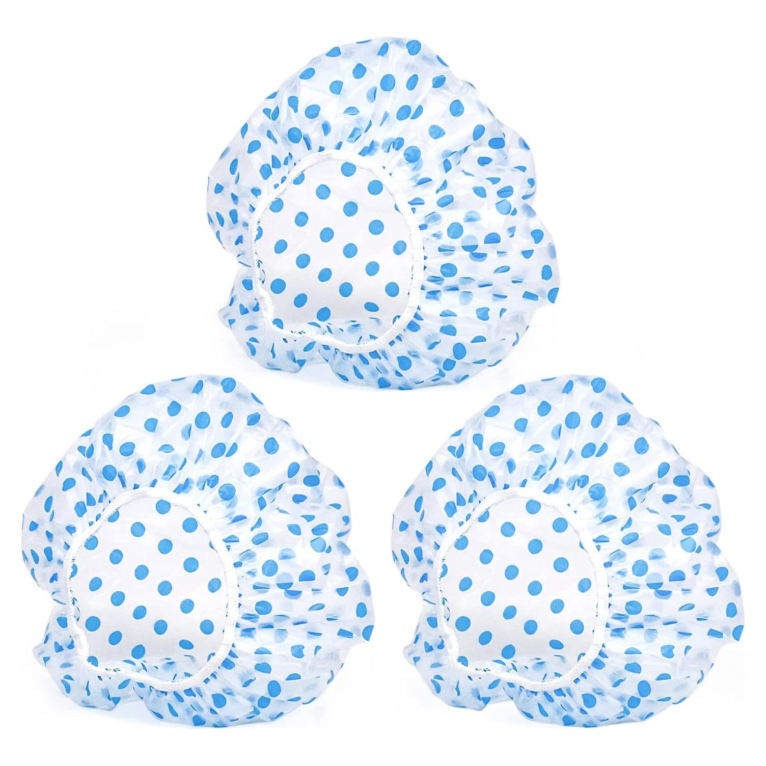 Gorras de Ducha Reutilizables 3PCS Fouews Azul Impermeables