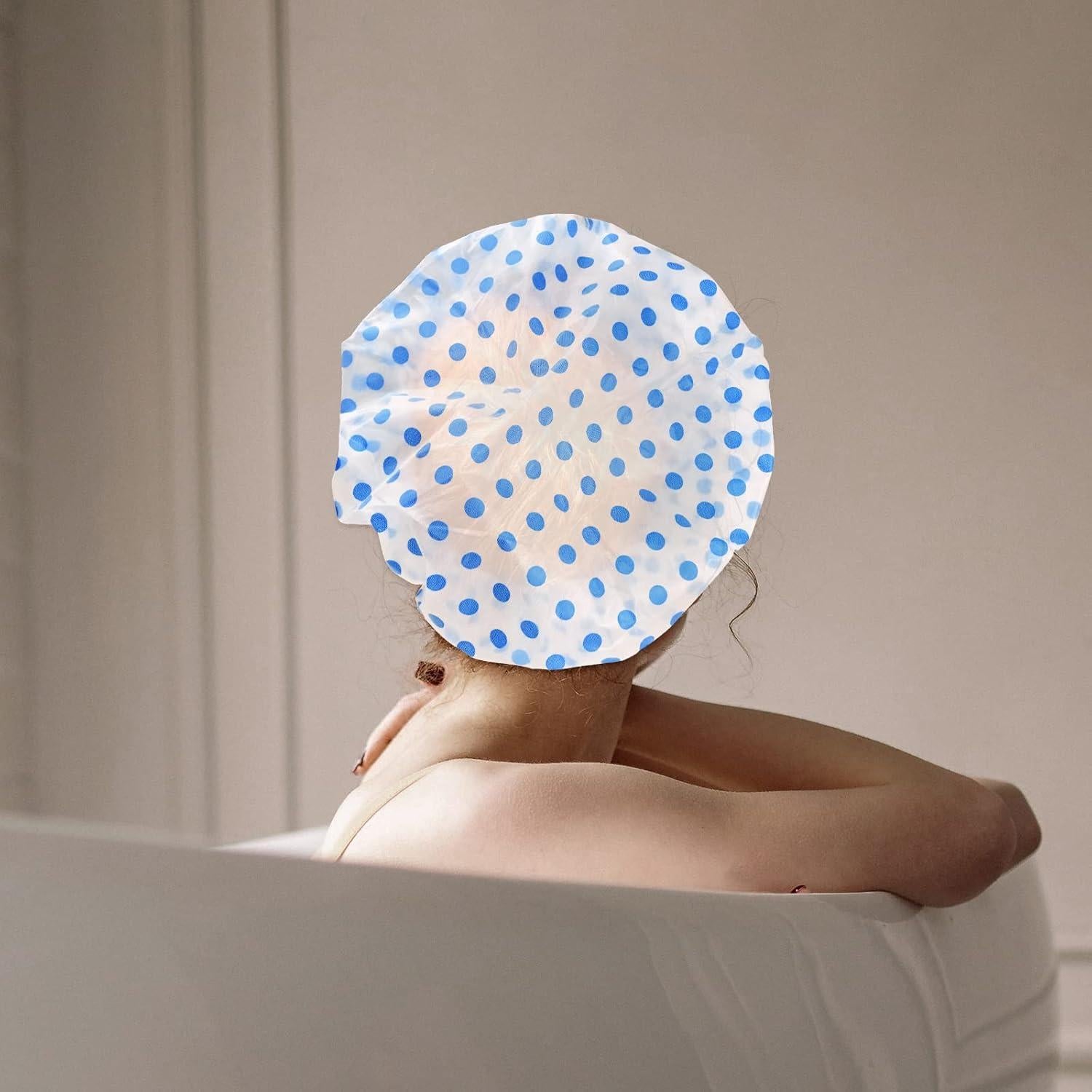 Gorras de Ducha Reutilizables 3PCS Fouews Azul Impermeables