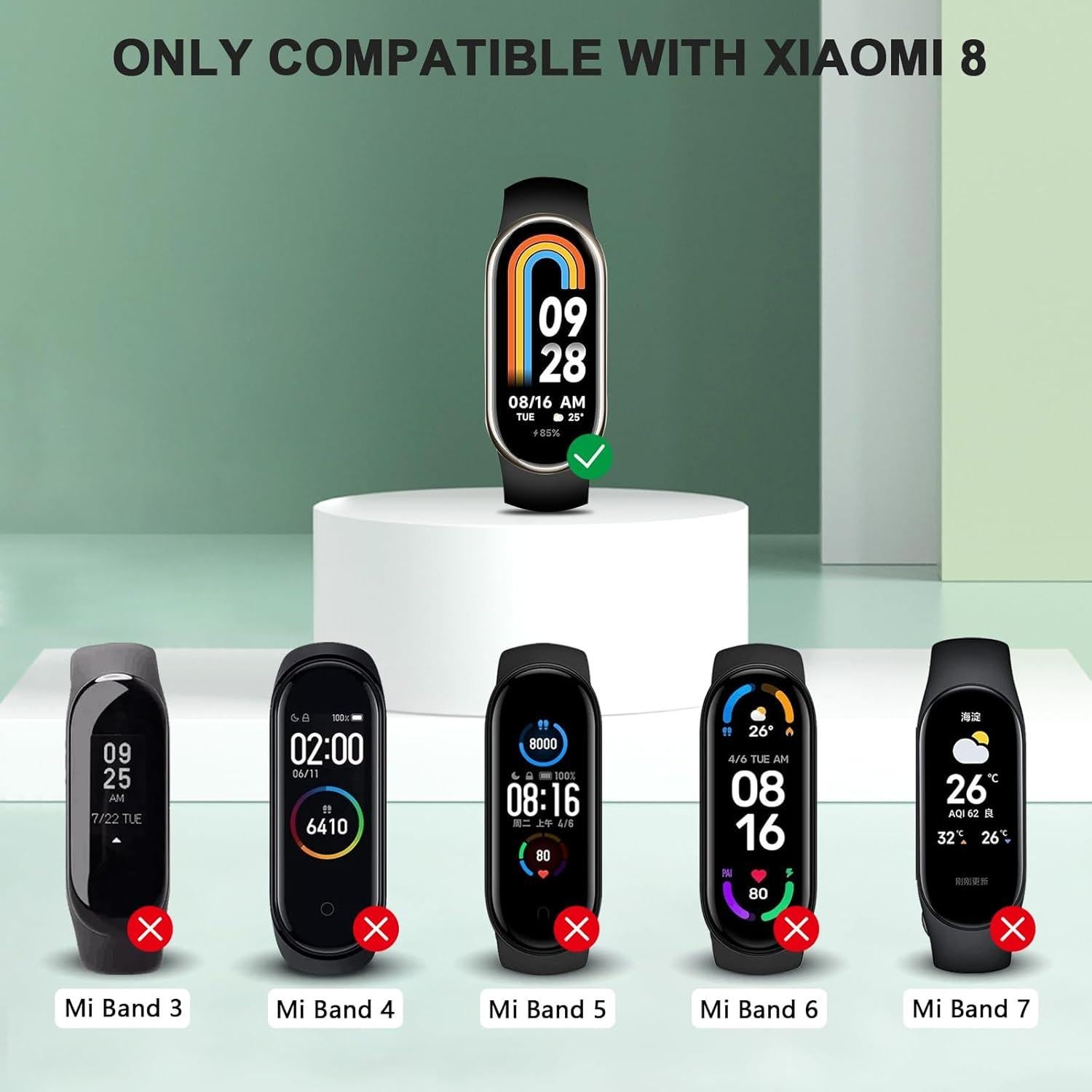 Correa Tobfit 3 Pzas para Xiaomi Mi Band 8 Silicona Ajustable