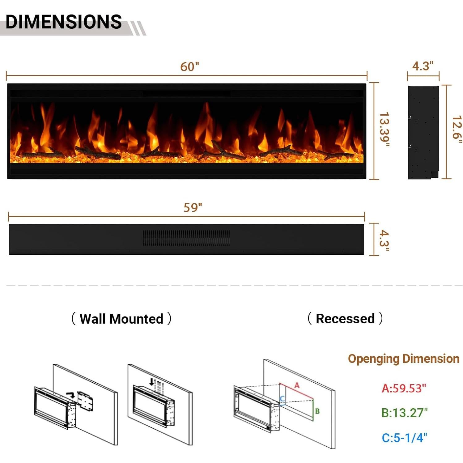 Chimenea Eléctrica Burutpike EF2030 1500W Ultra-Fina