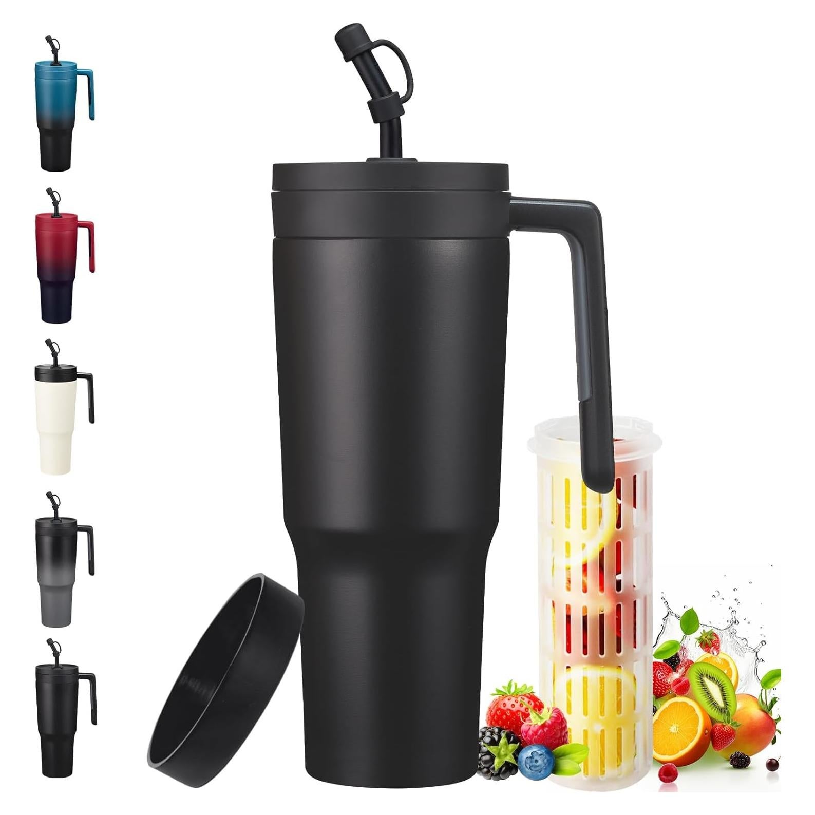 Vaso Aislado VICKNIY 40 oz con Infusor de Frutas - Negro