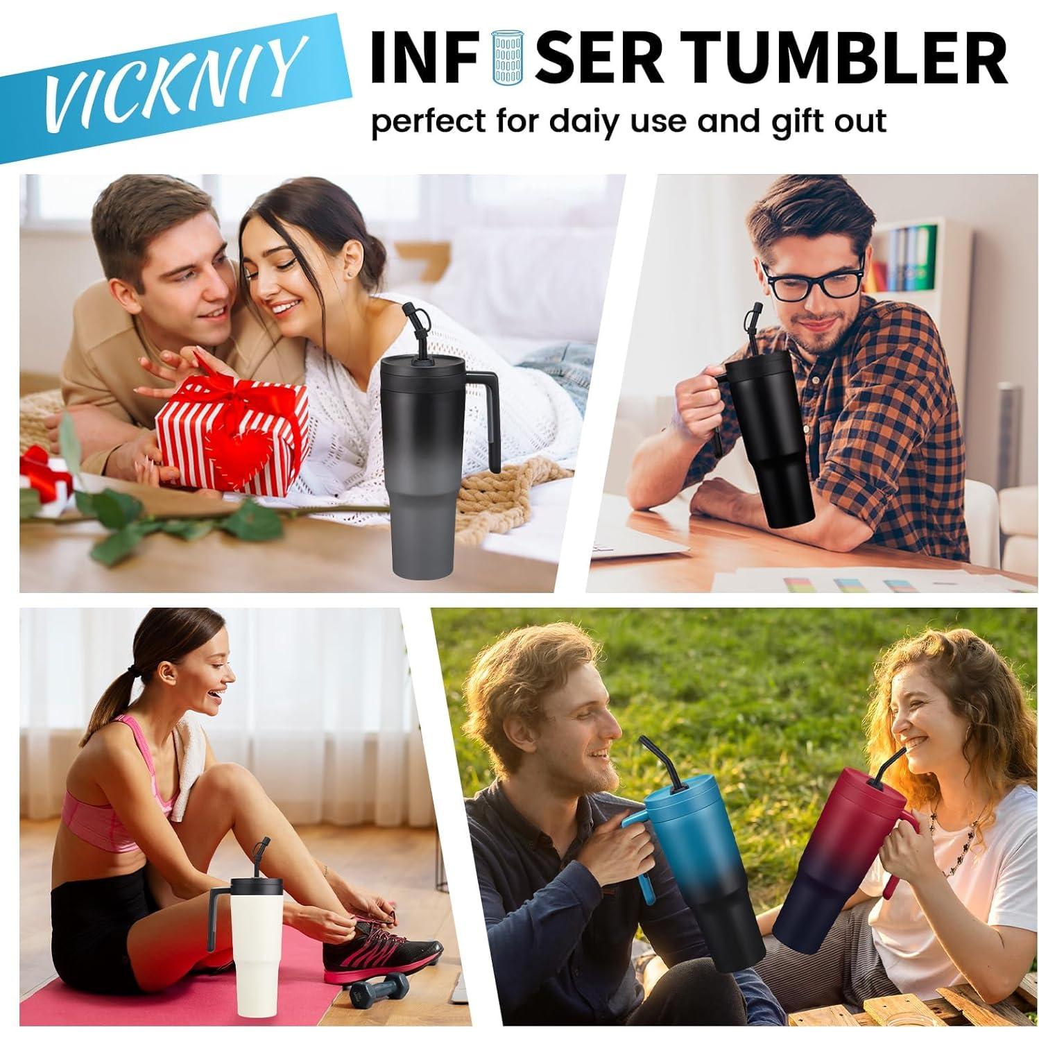 Vaso Aislado VICKNIY 40 oz con Infusor de Frutas - Negro