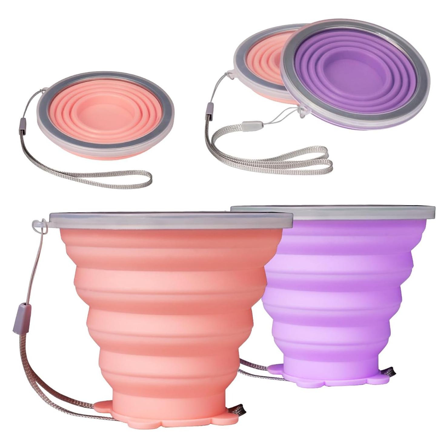 Taza Plegable de Silicona O-CONN 2 Piezas 270ml Rosa-Púrpura