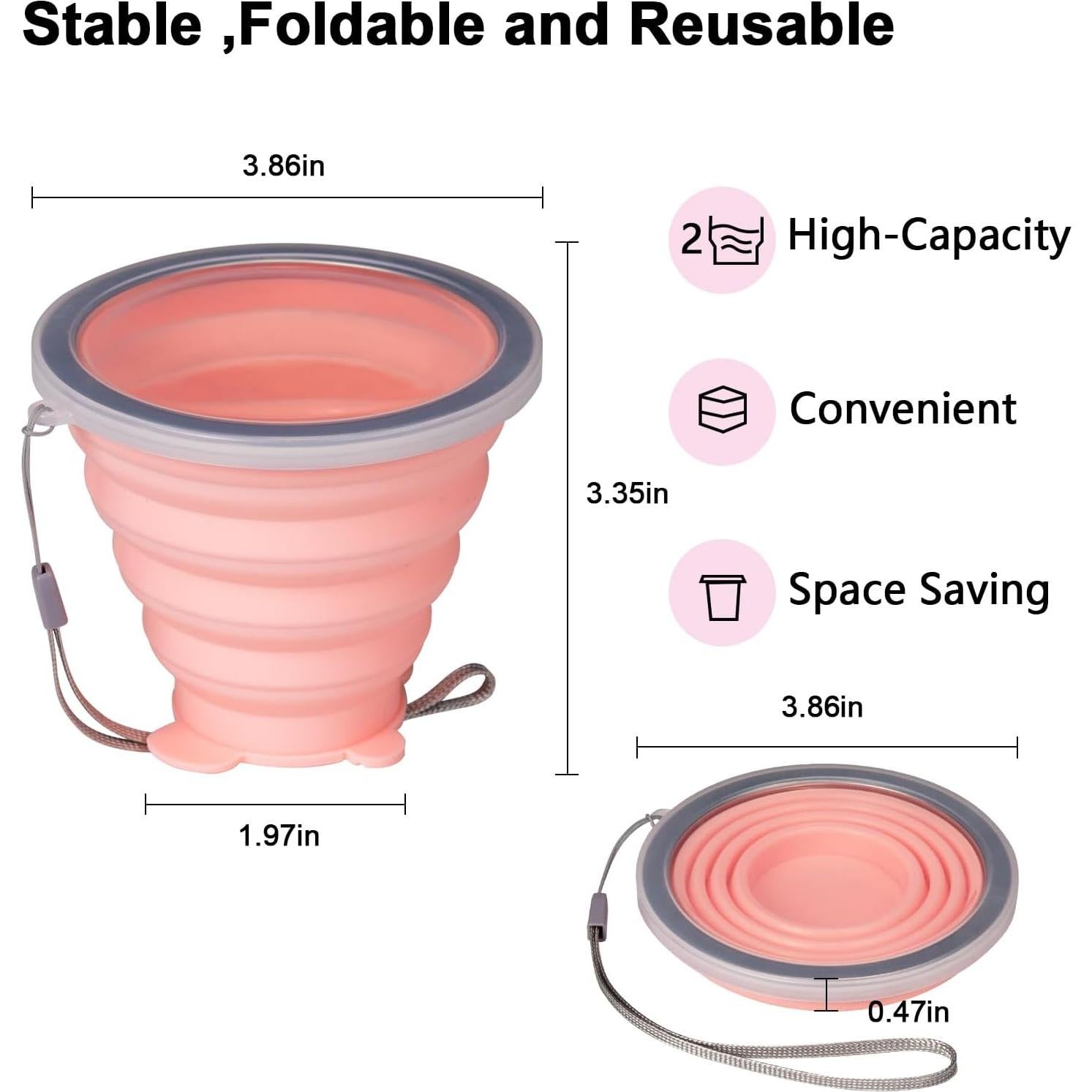 Taza Plegable de Silicona O-CONN 2 Piezas 270ml Rosa-Púrpura