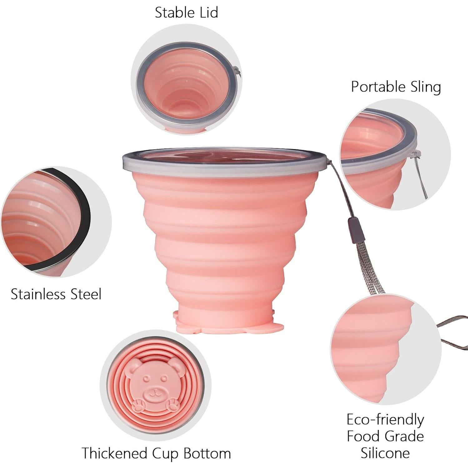 Taza Plegable de Silicona O-CONN 2 Piezas 270ml Rosa-Púrpura