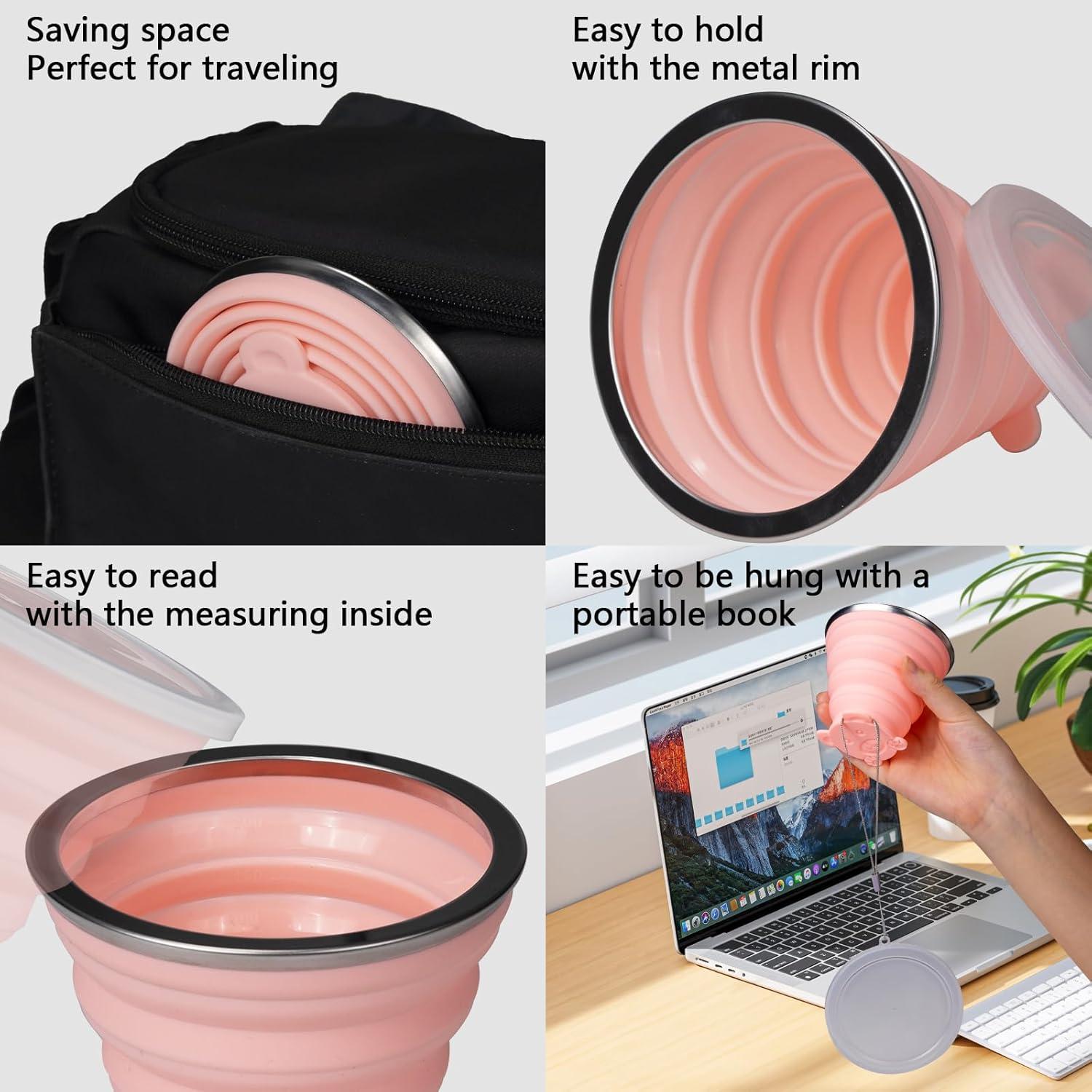 Taza Plegable de Silicona O-CONN 2 Piezas 270ml Rosa-Púrpura