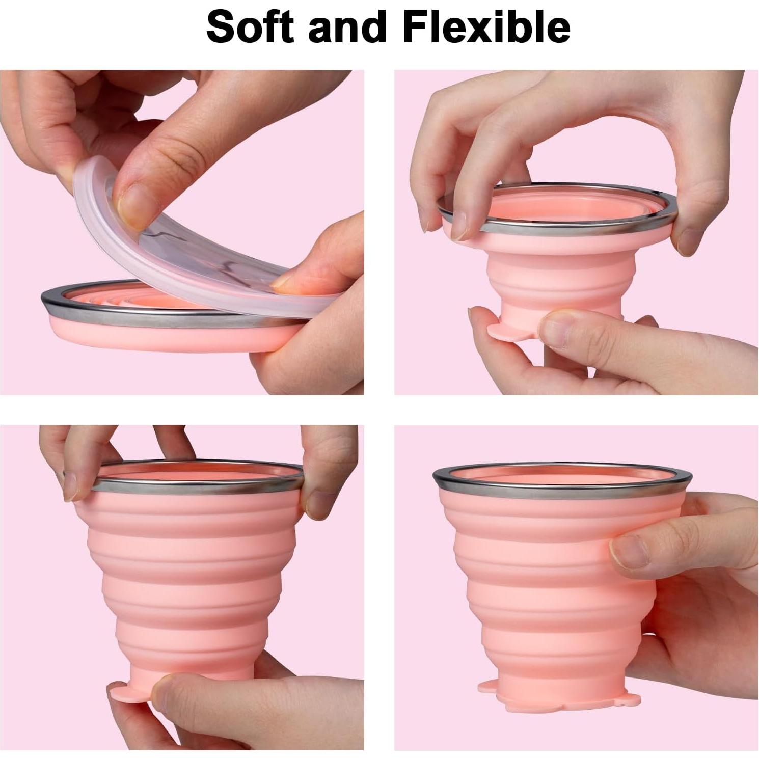 Taza Plegable de Silicona O-CONN 2 Piezas 270ml Rosa-Púrpura