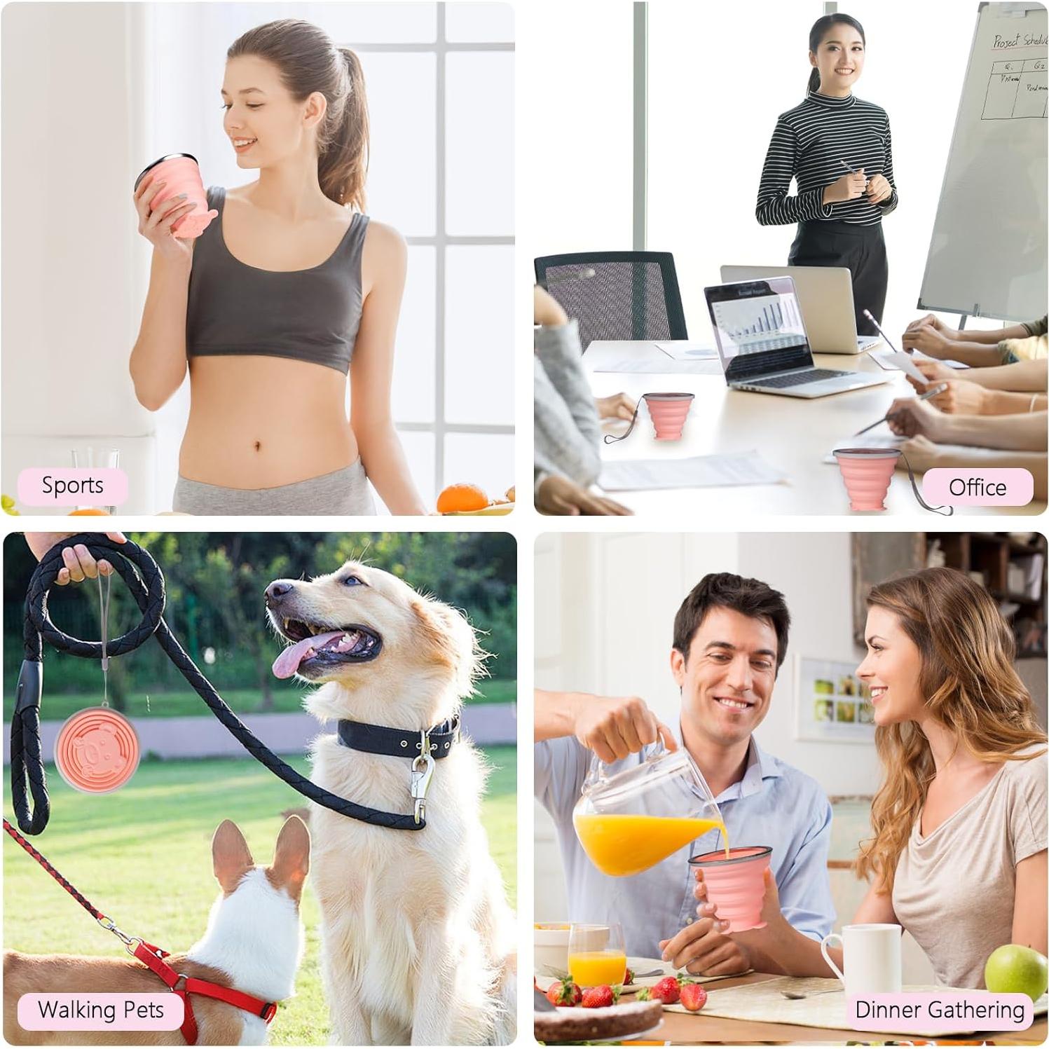 Taza Plegable de Silicona O-CONN 2 Piezas 270ml Rosa-Púrpura