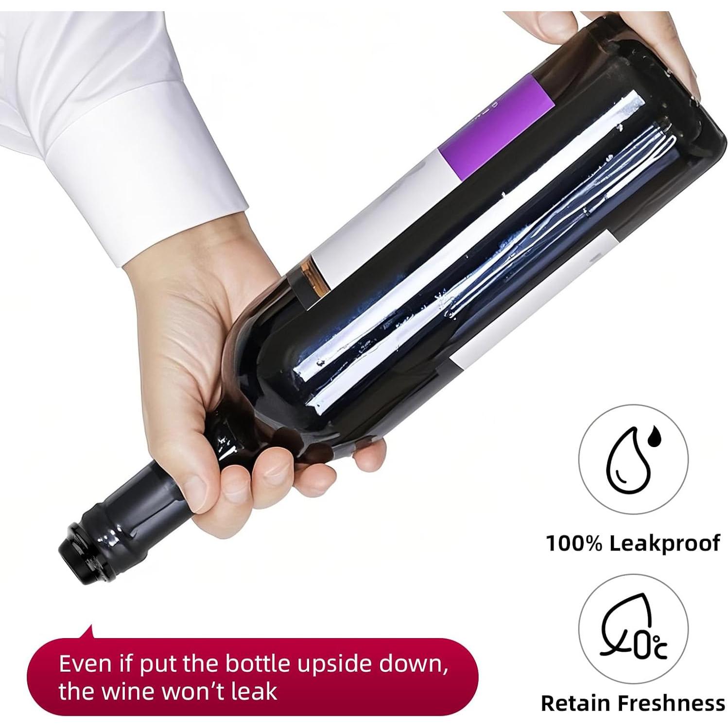 Bomba de Vino Philorn con 4 Tapones de Vacío, Negro