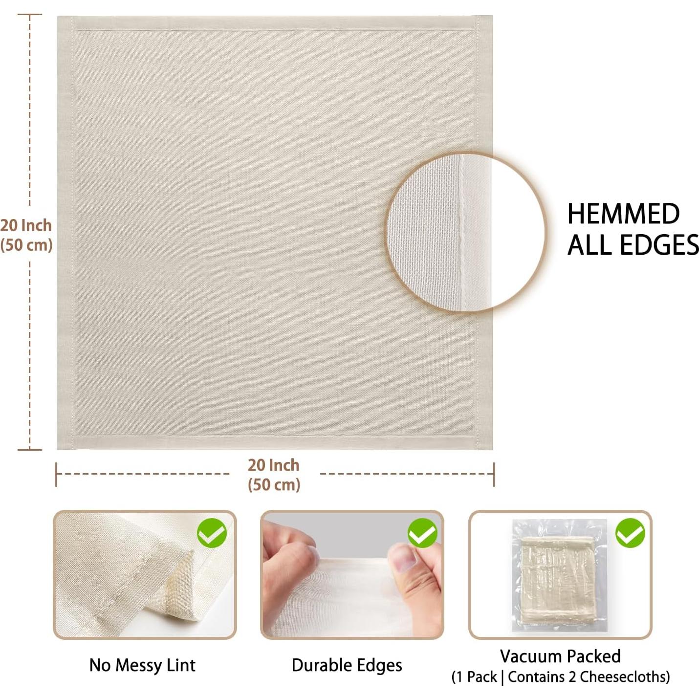 Paños de Queso Olicity 2PCS Doble Capa 20x20cm Algodón Orgánico