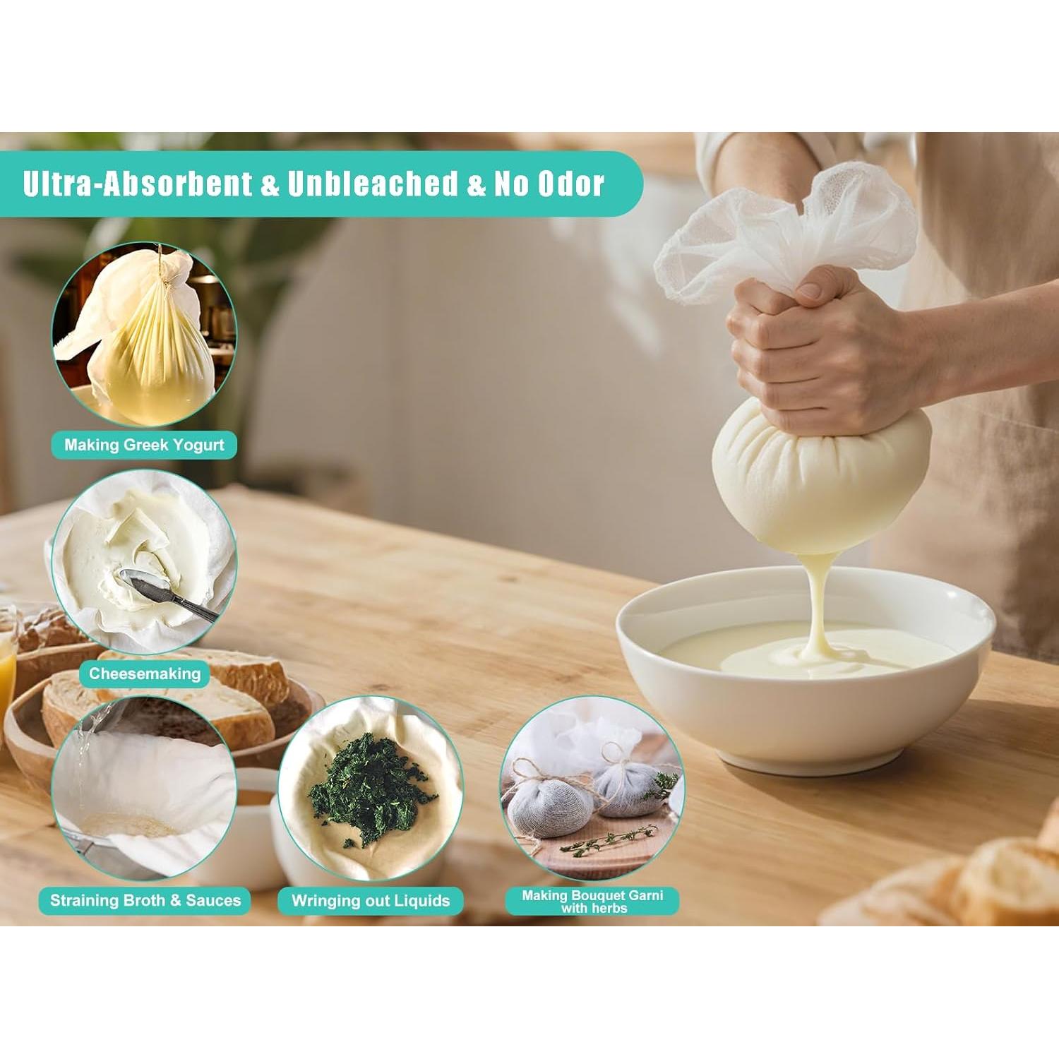 Paños de Queso Olicity 2PCS Doble Capa 20x20cm Algodón Orgánico