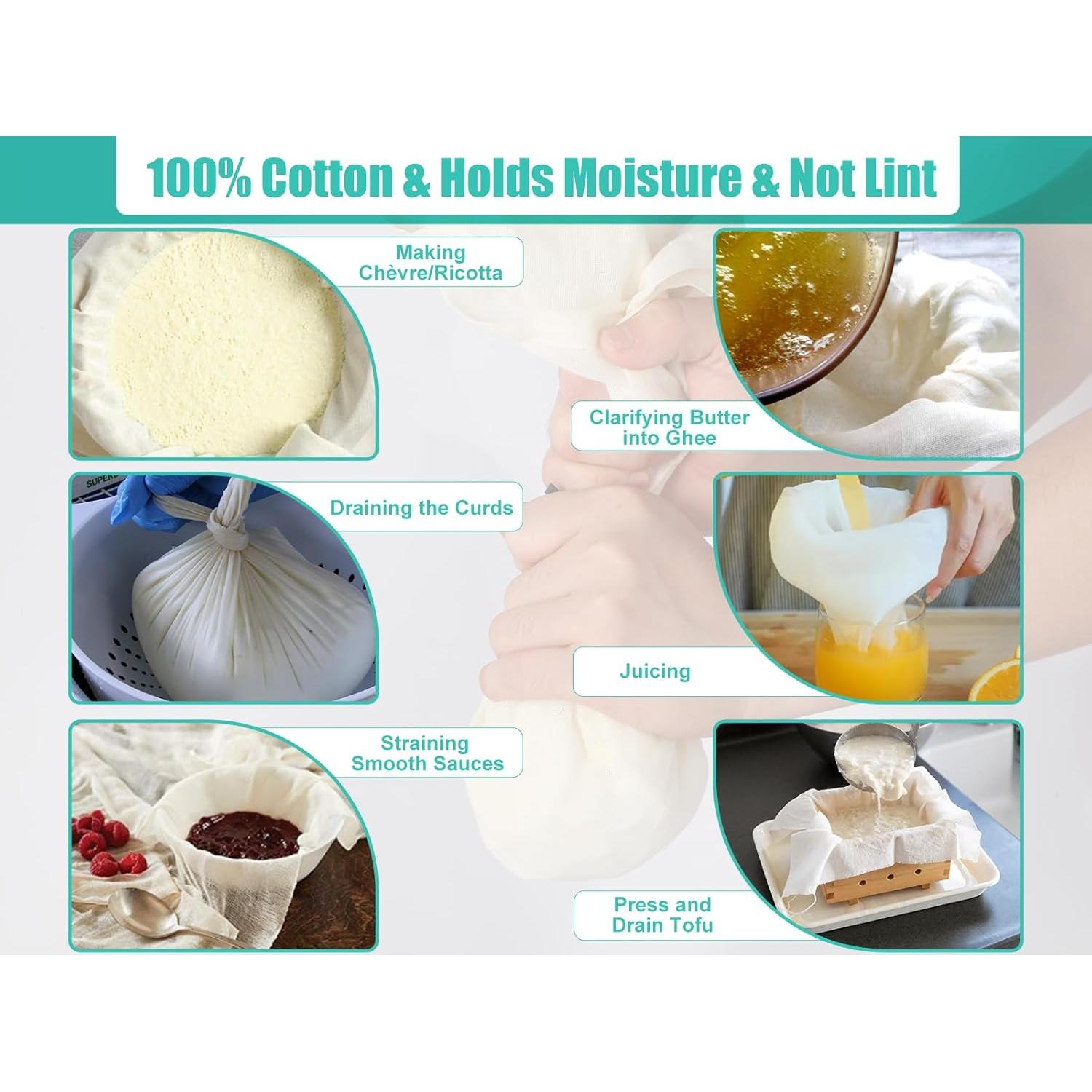 Paños de Queso Olicity 2PCS Doble Capa 20x20cm Algodón Orgánico