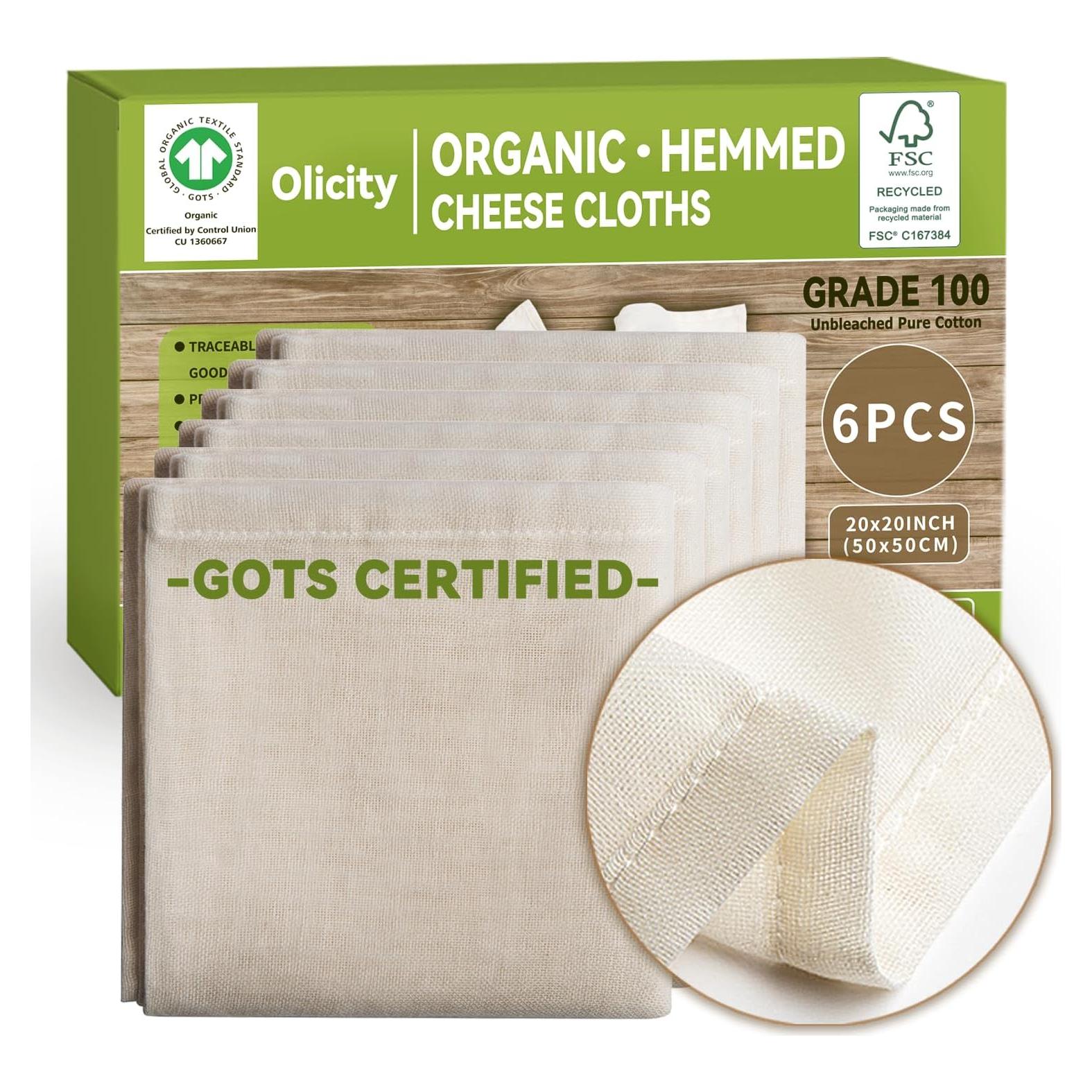 Paños de Queso Orgánicos Olicity 20x20 cm Paquete de 6