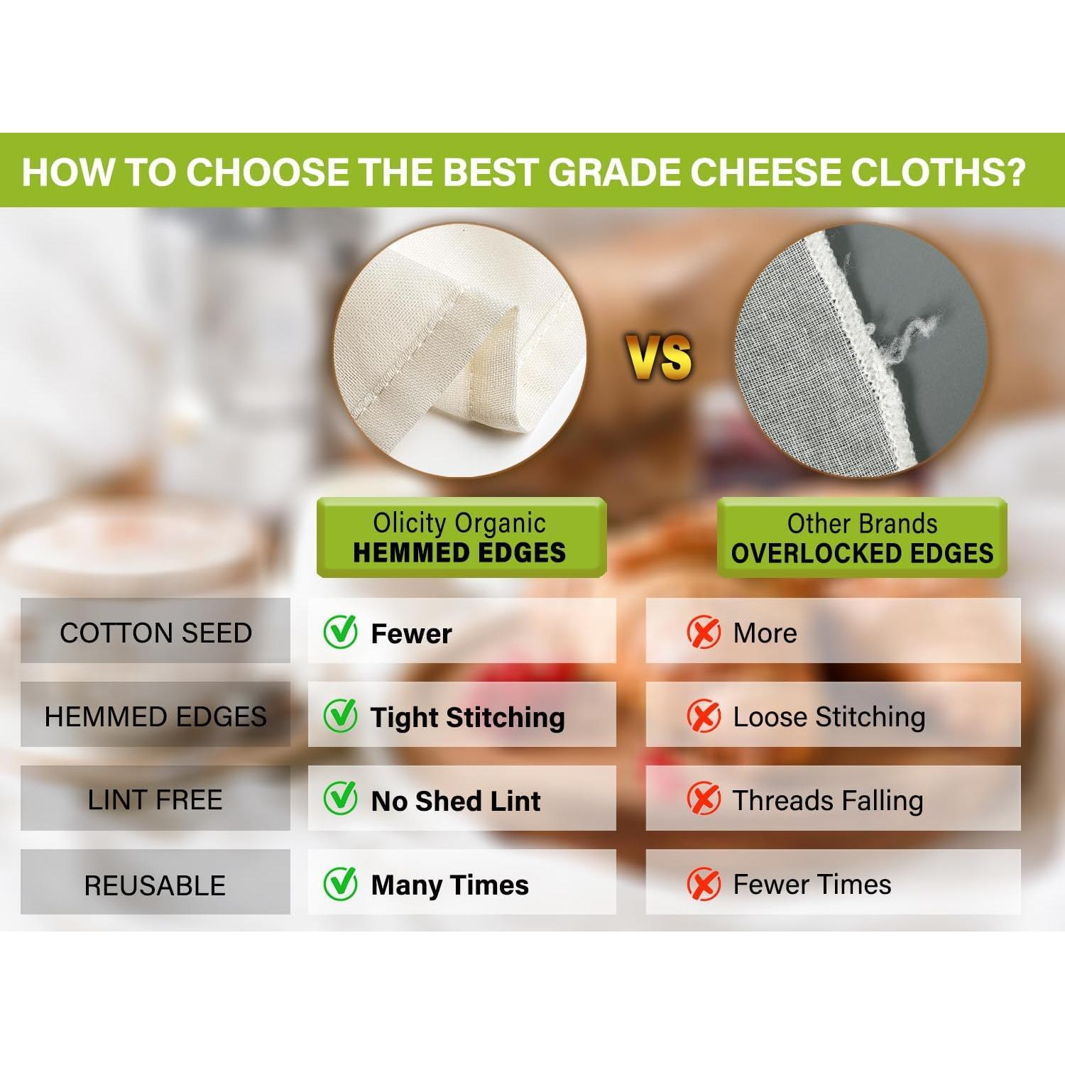 Paños de Queso Orgánicos Olicity 20x20 cm Paquete de 6