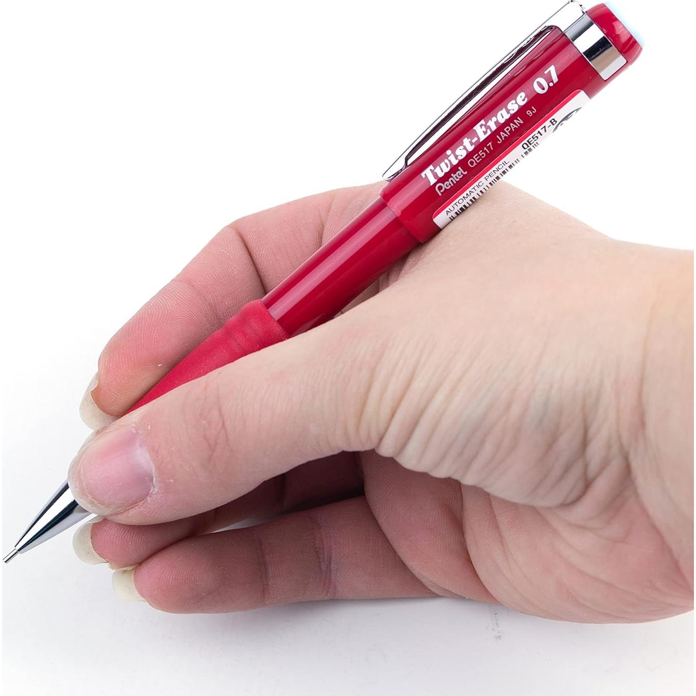 Lápiz Mecánico Pentel Twist-Erase III 0.7mm Rojo - 12 Unidades